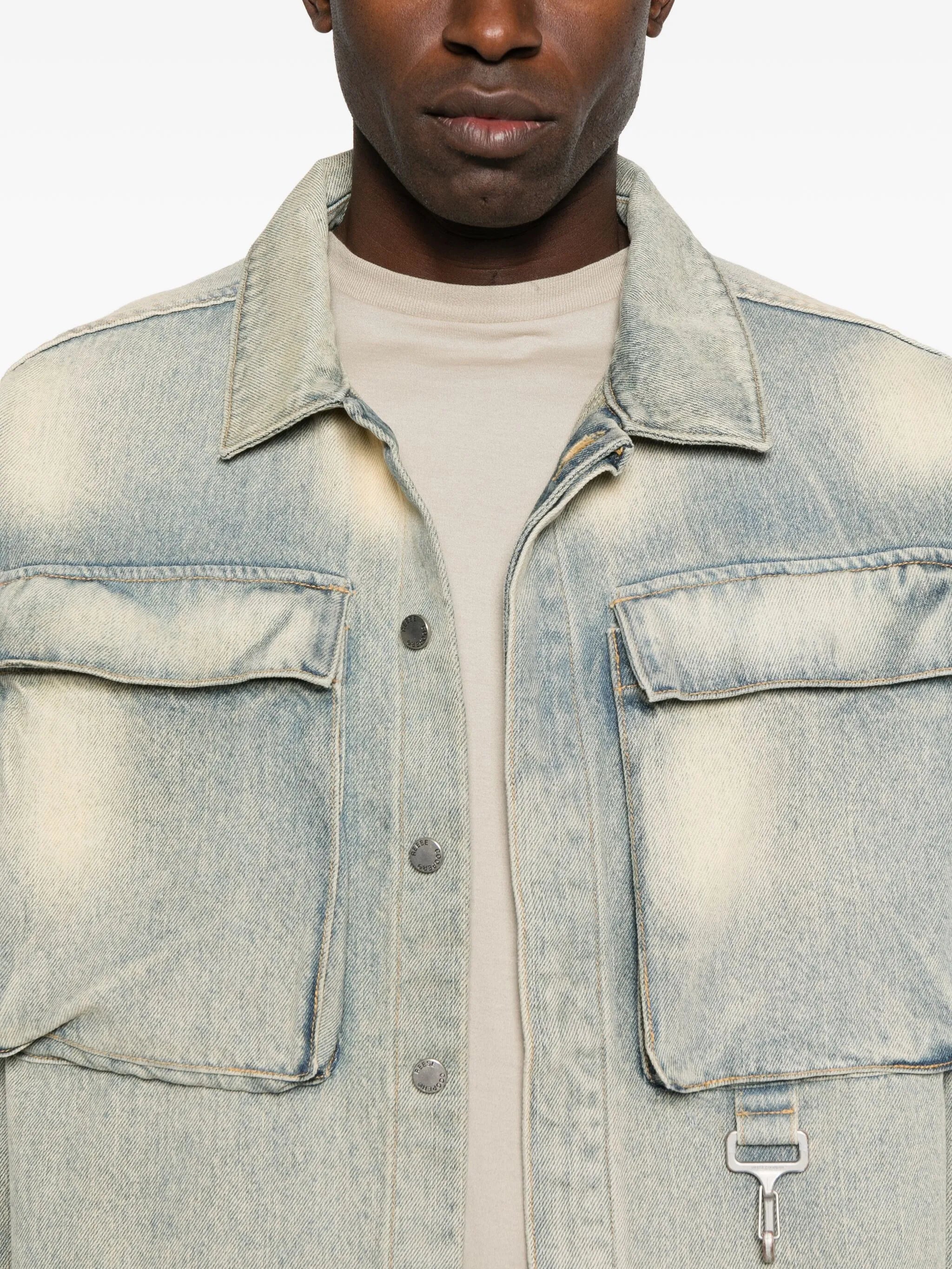 concealed-button flap-pocket shirt