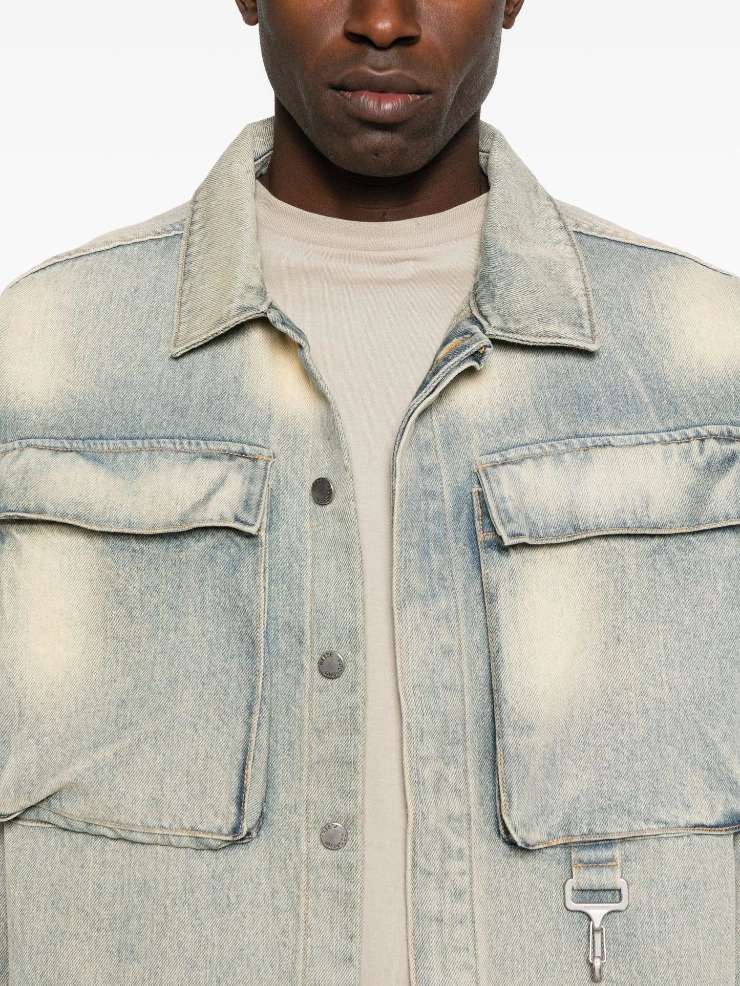 concealed-button flap-pocket shirt