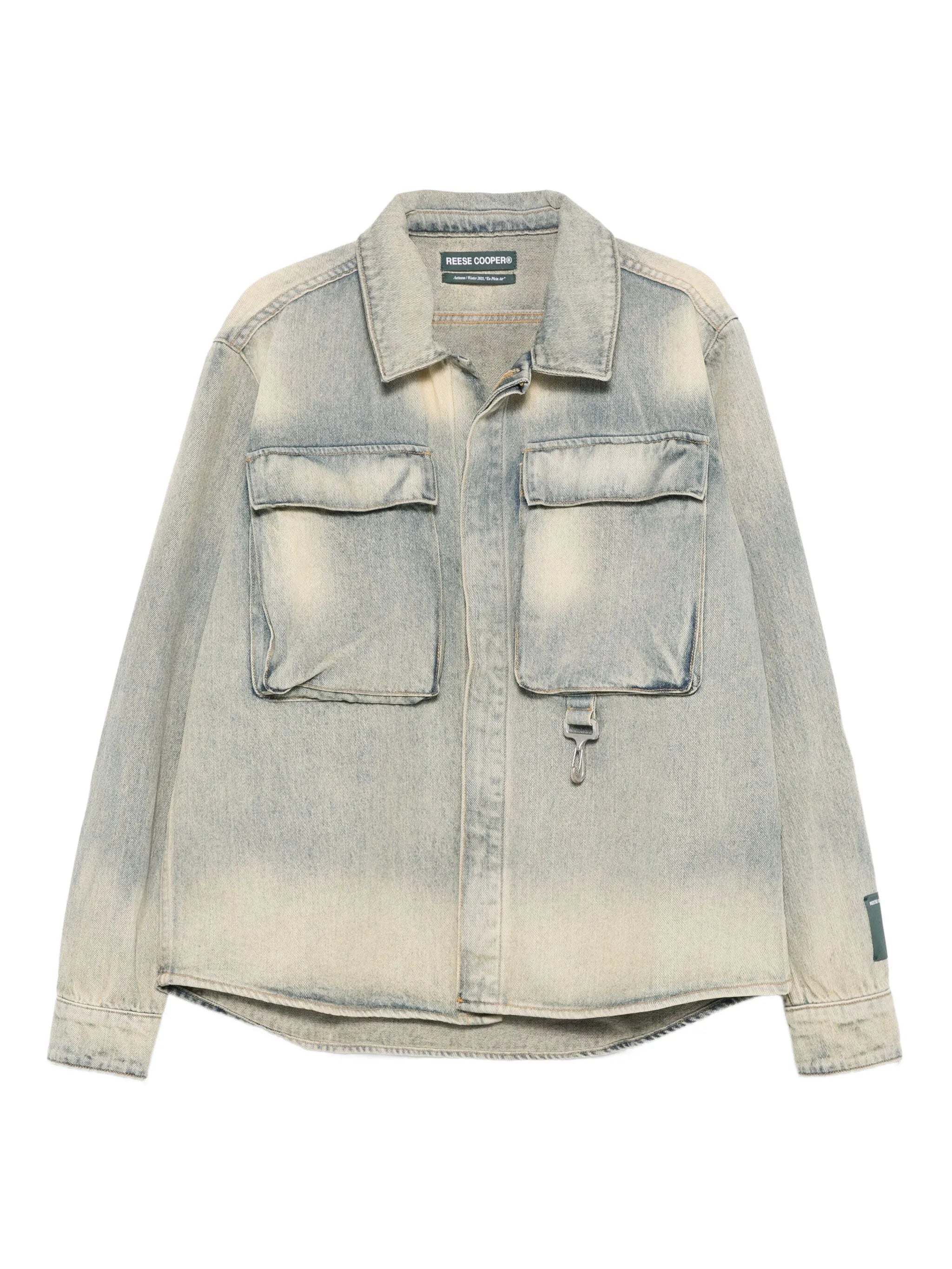 concealed-button flap-pocket shirt