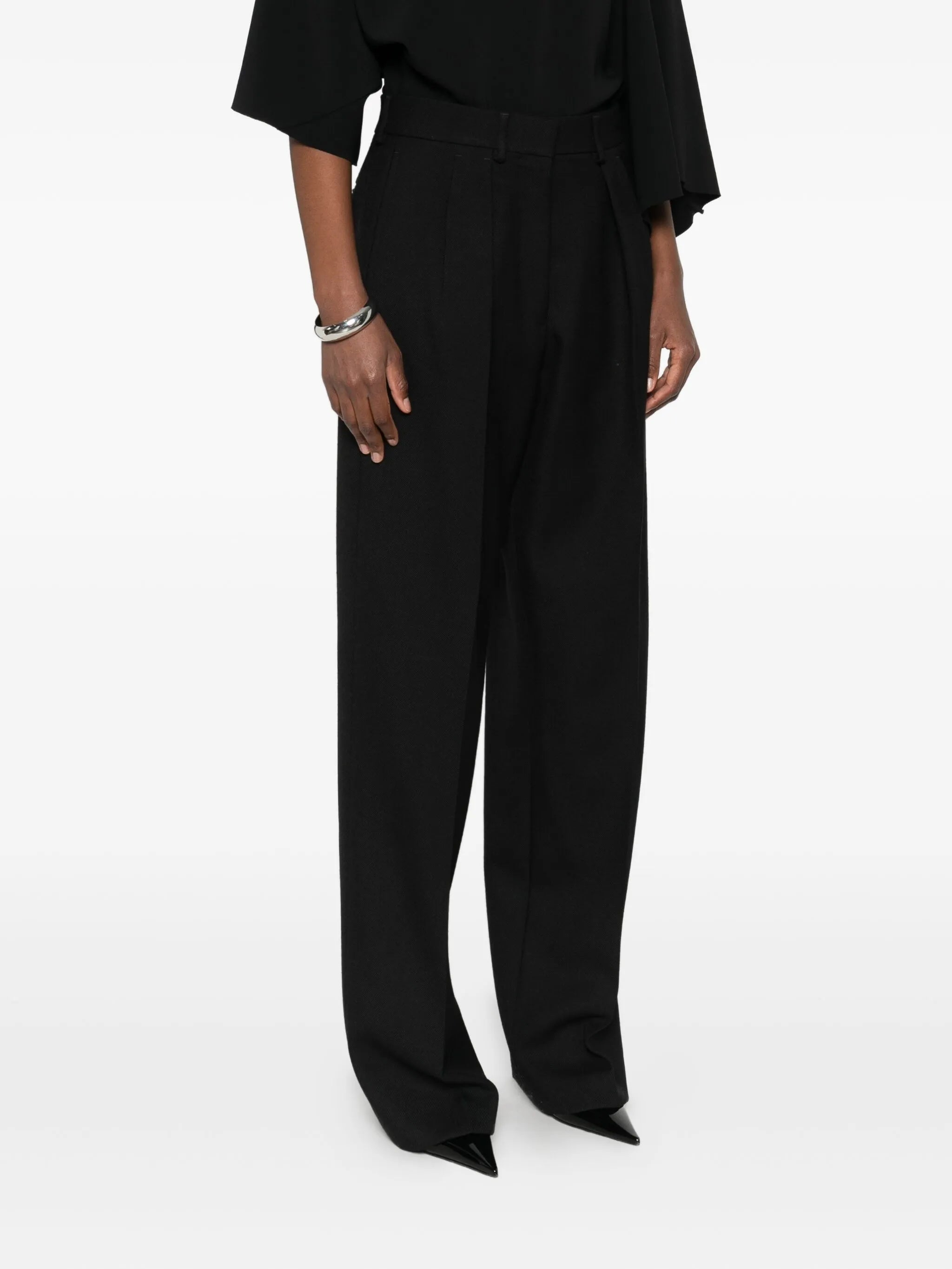 pleat-detail wide-leg trousers