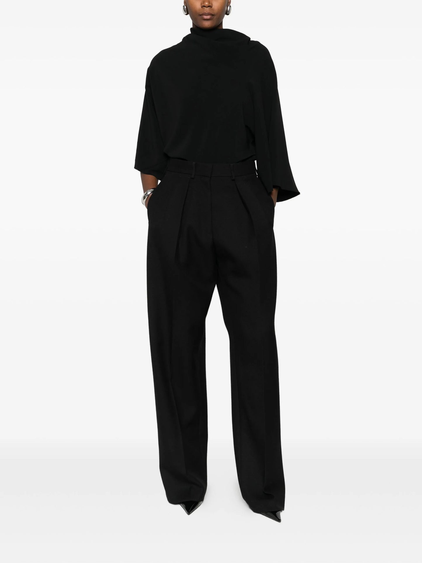 pleat-detail wide-leg trousers