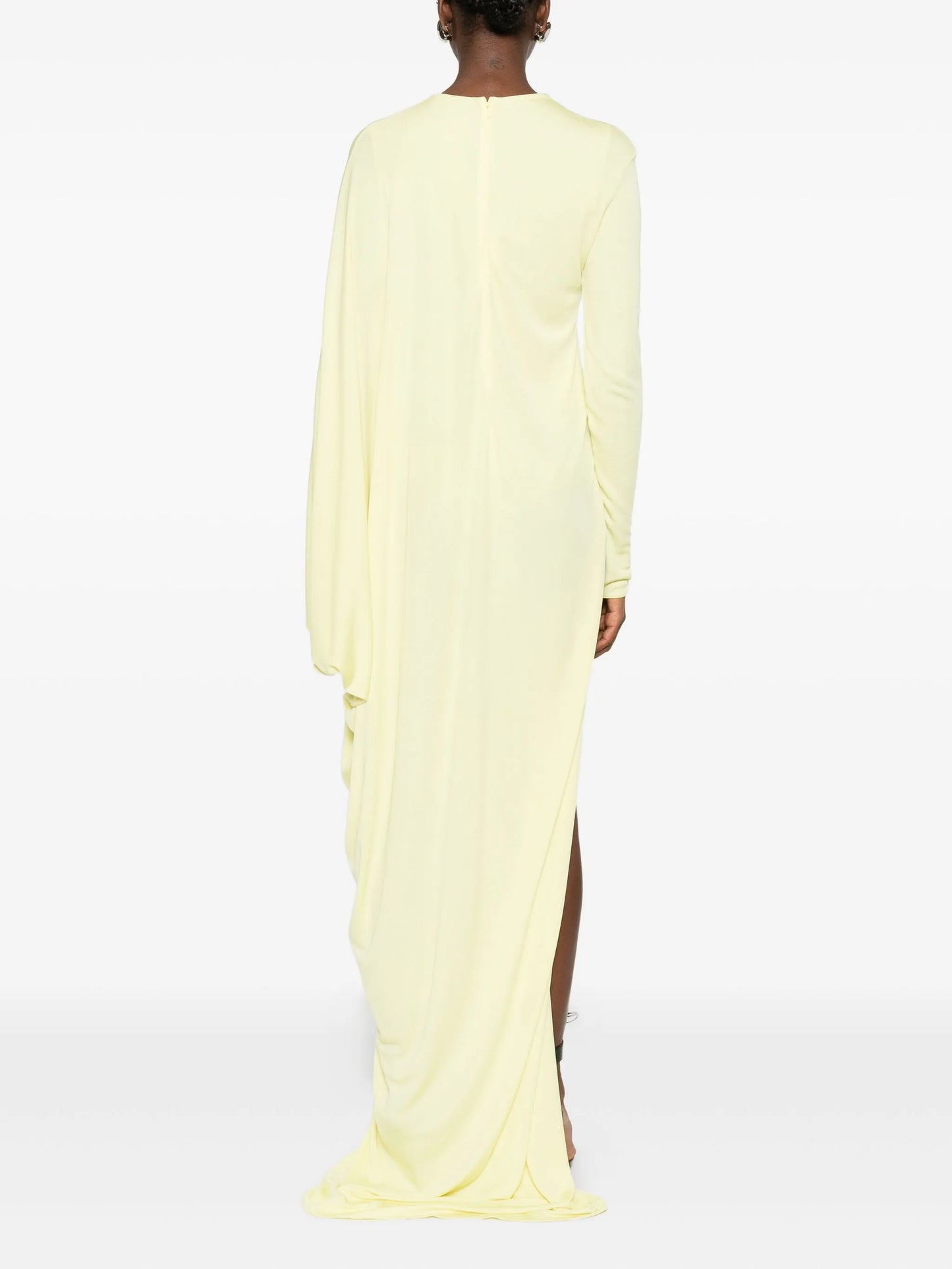 long-sleeve side-slit gown