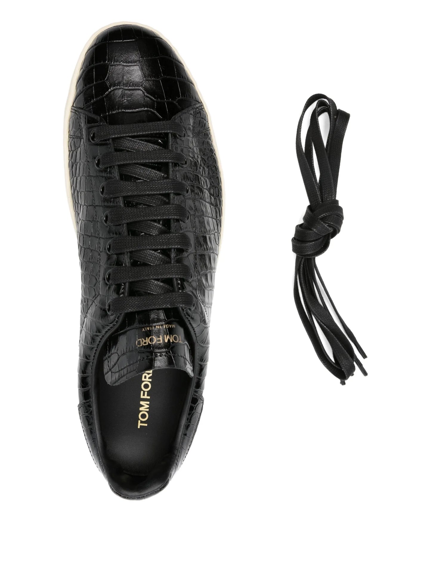 crocodile-embossed leather sneakers