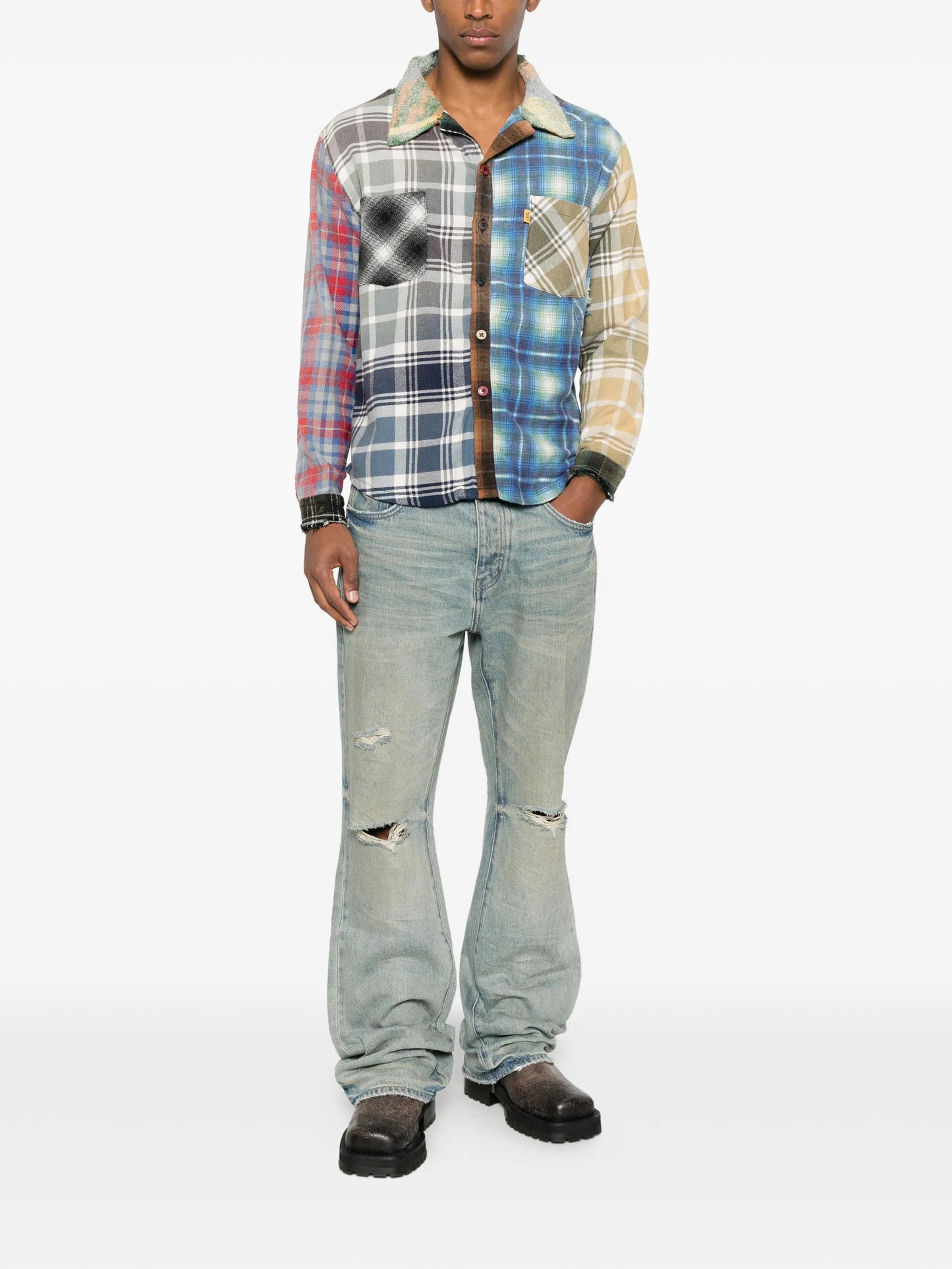 plaid pocket shirt
