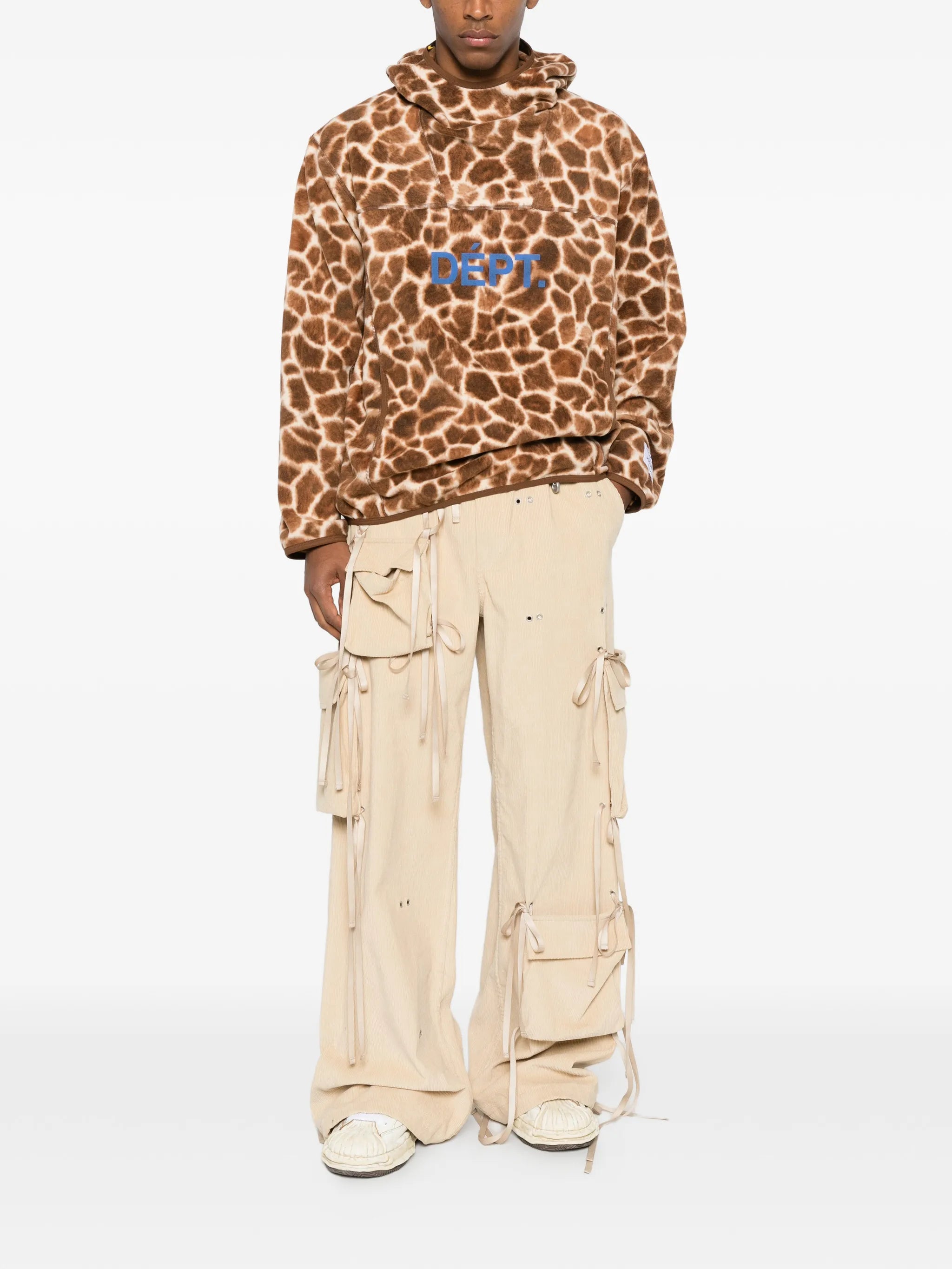 giraffe-print fleece hoodie