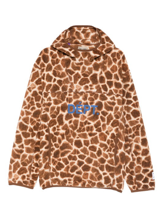 giraffe-print fleece hoodie