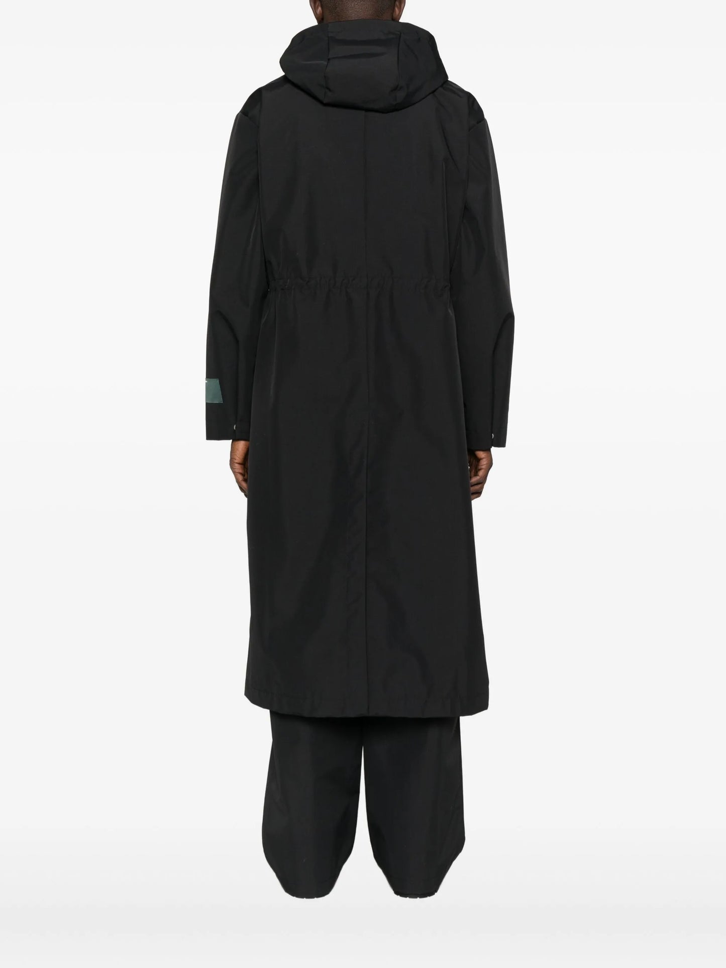 flap-pocket hooded raincoat