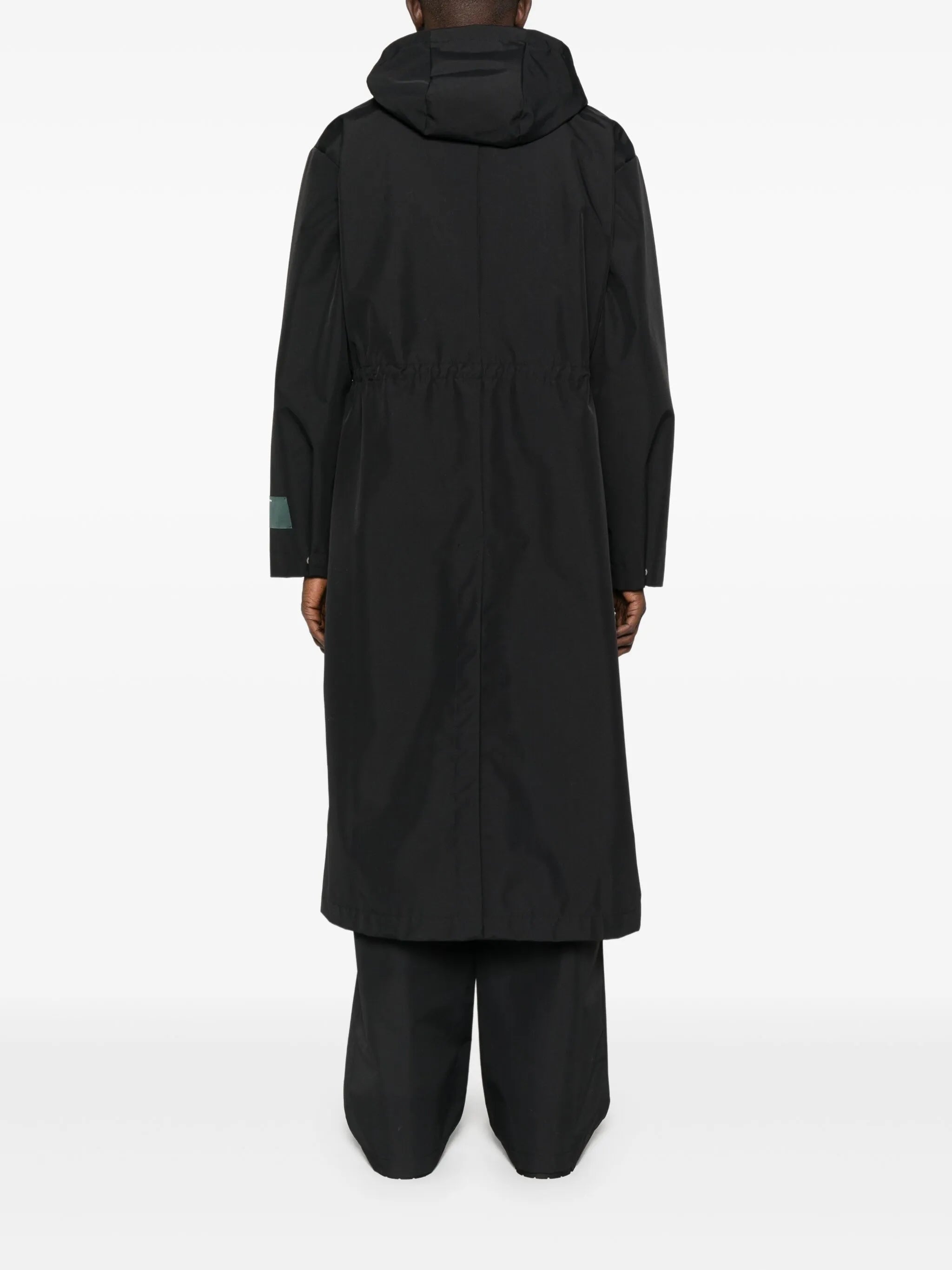 flap-pocket hooded raincoat