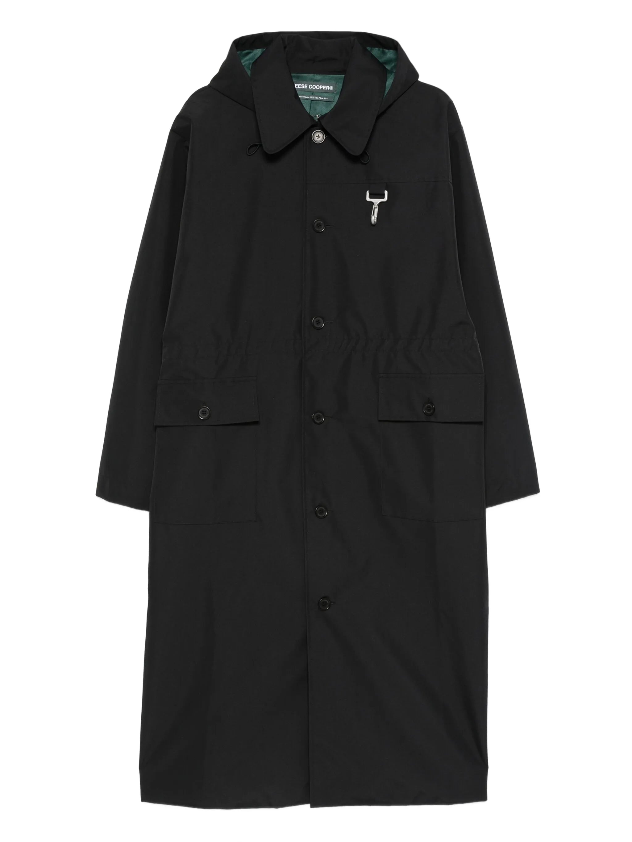 flap-pocket hooded raincoat