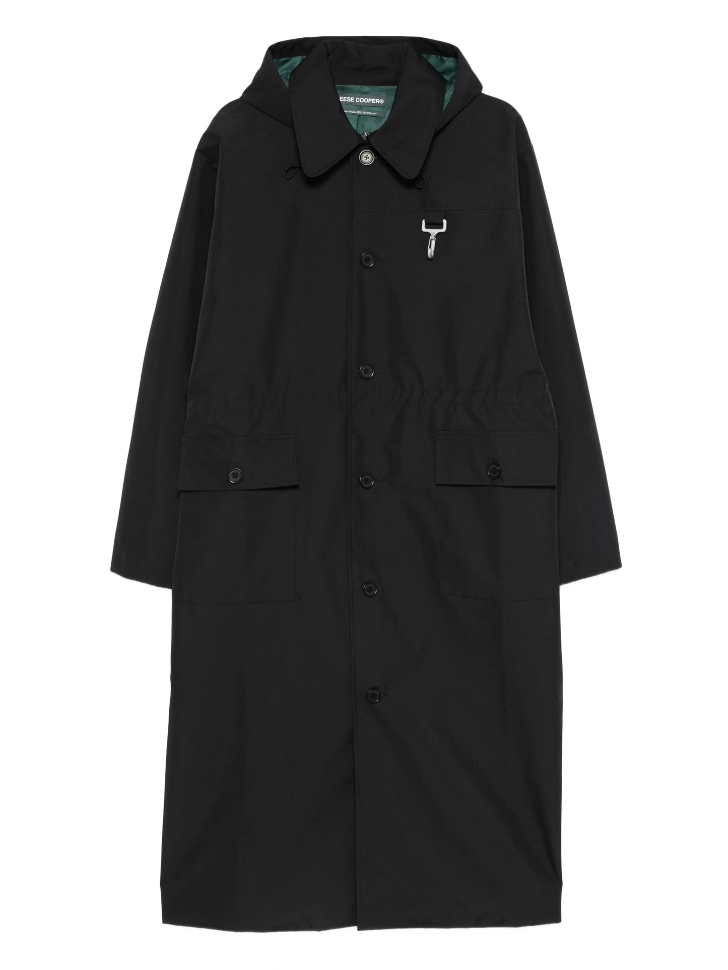 flap-pocket hooded raincoat
