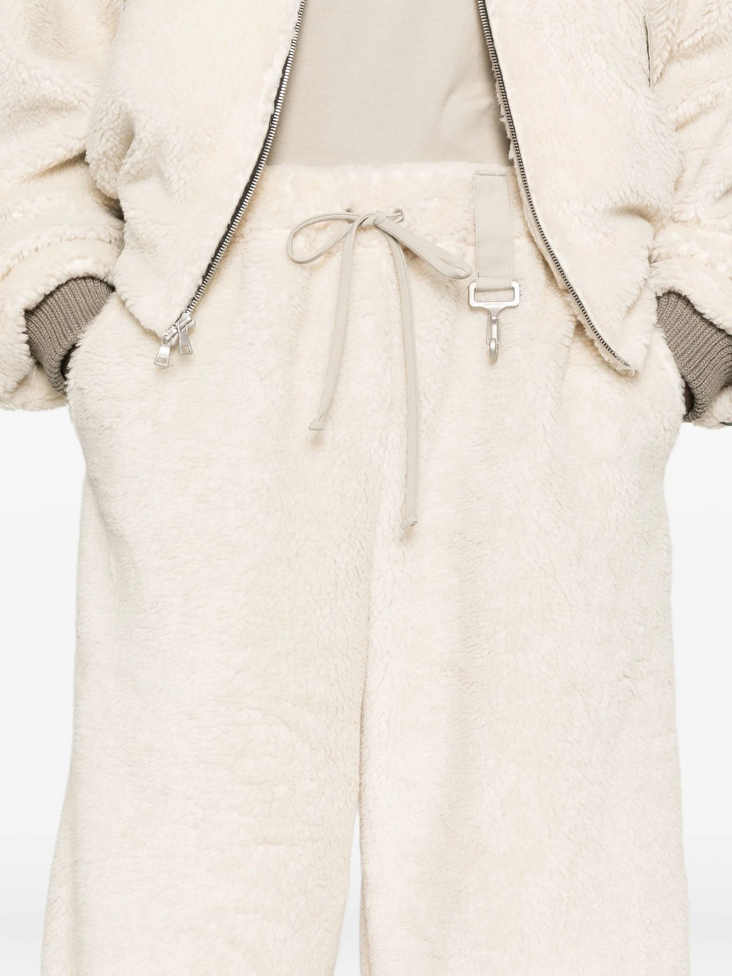 wide-leg fleece-texture shorts
