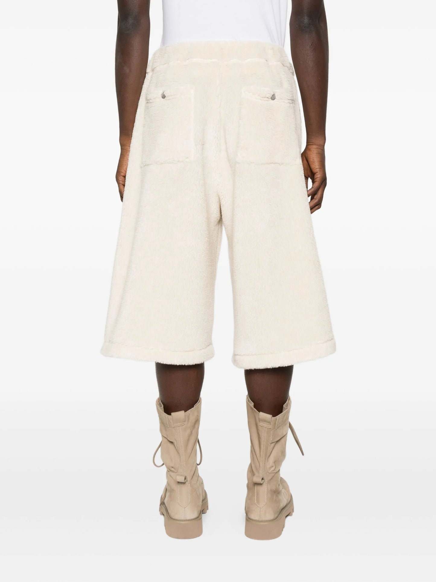 wide-leg fleece-texture shorts