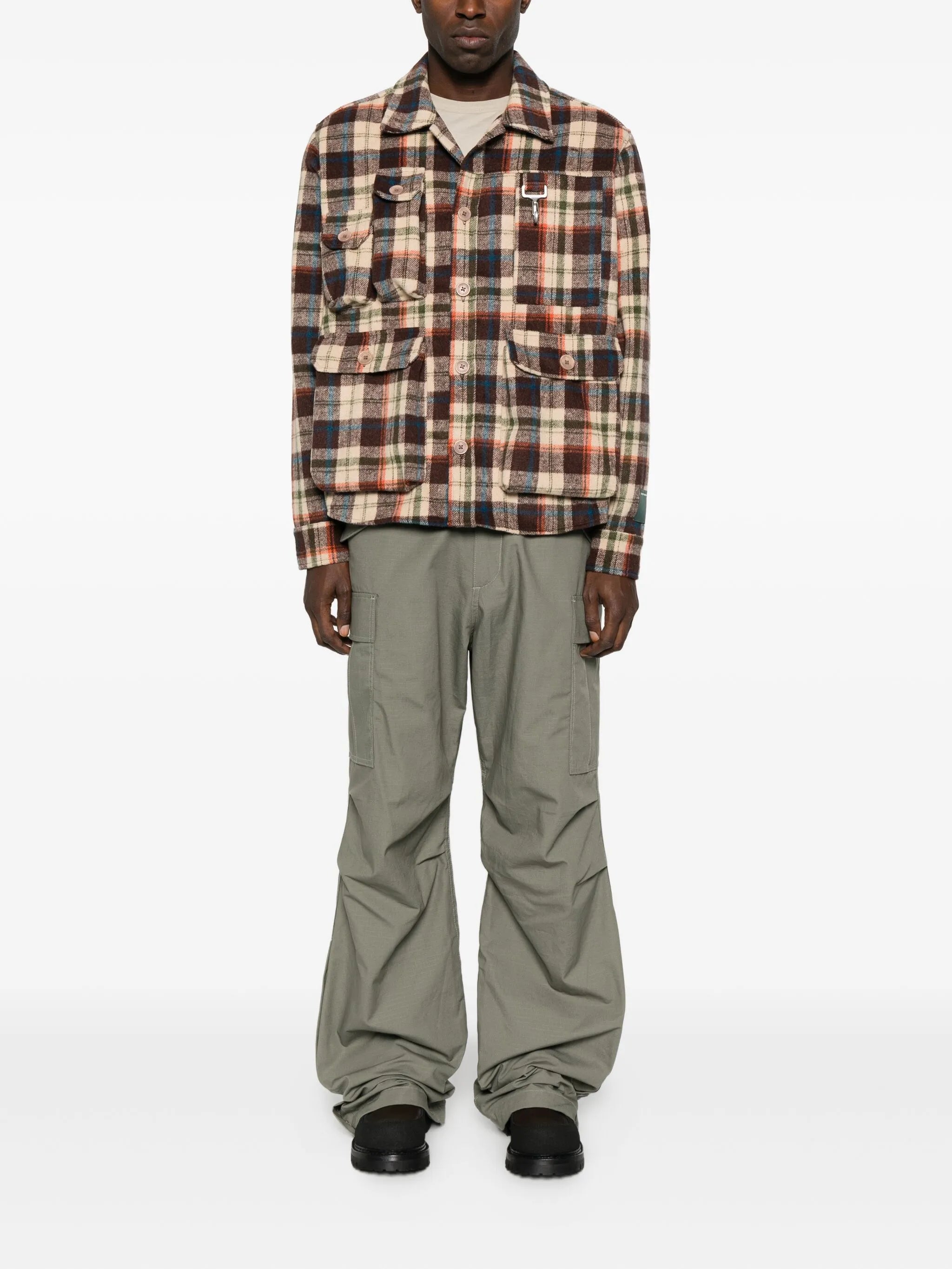 plaid multi-pocket shirt