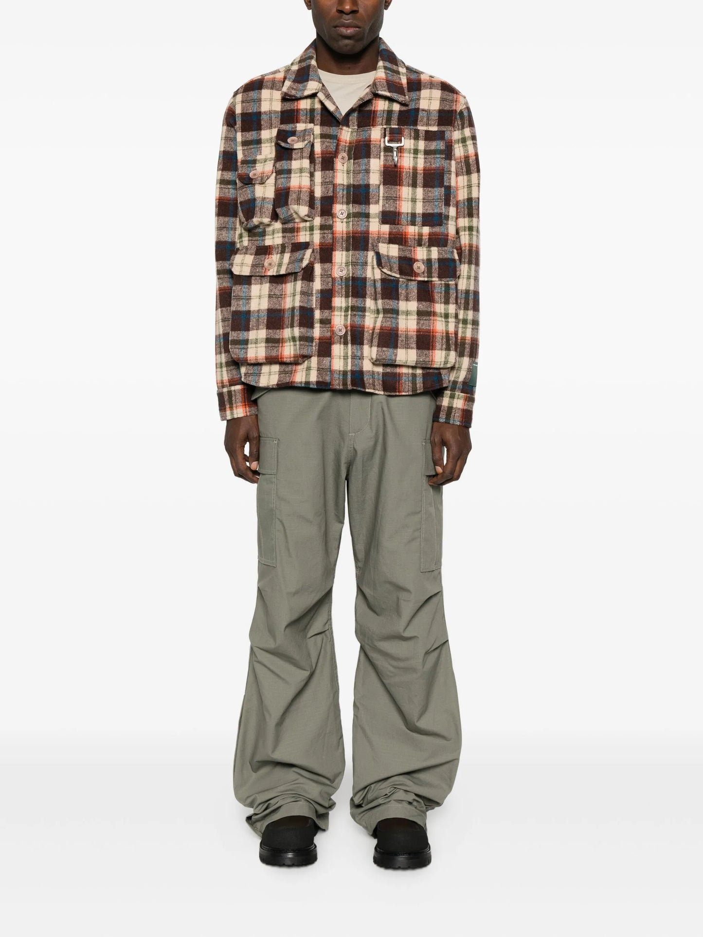 plaid multi-pocket shirt