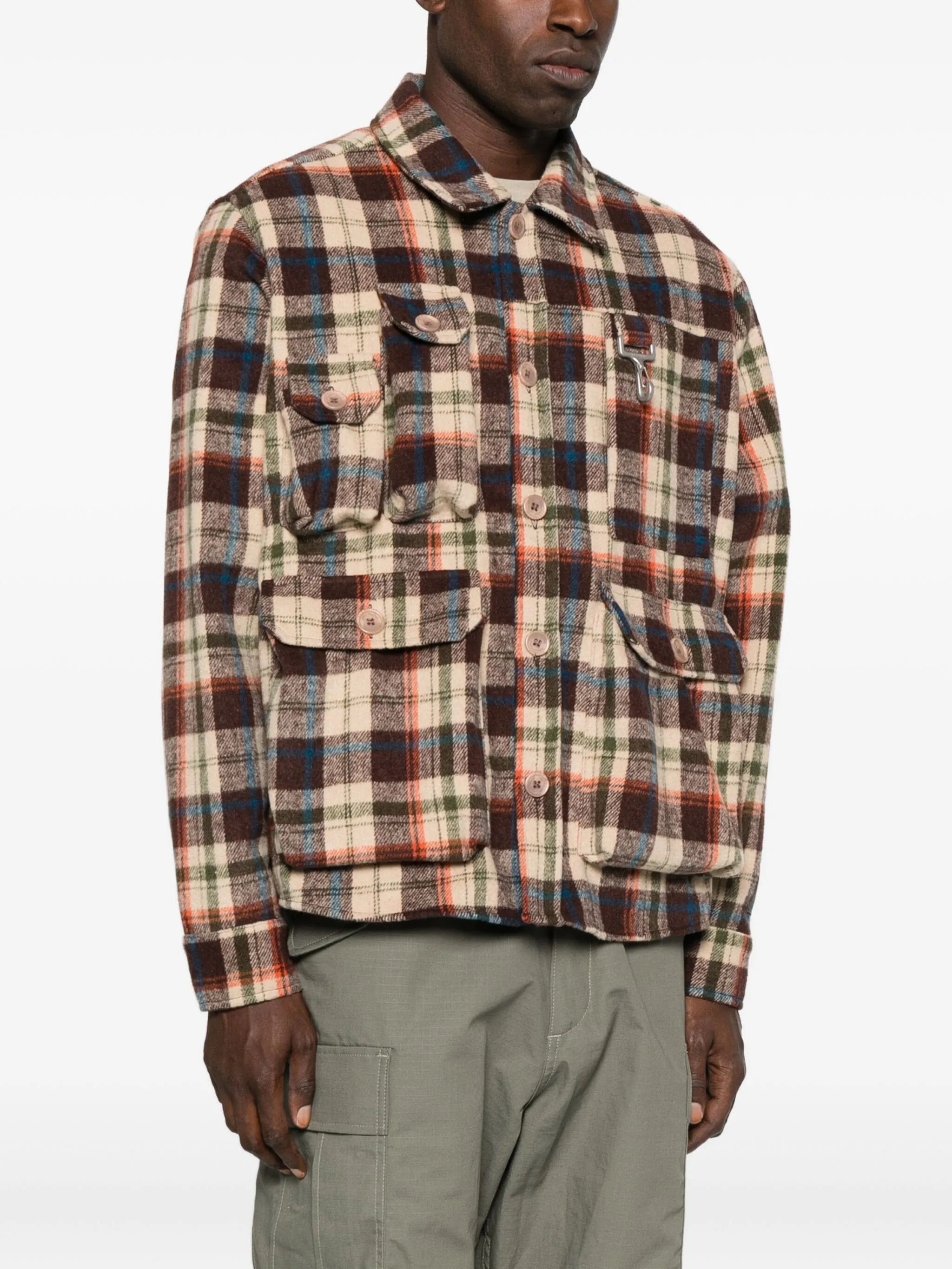 plaid multi-pocket shirt