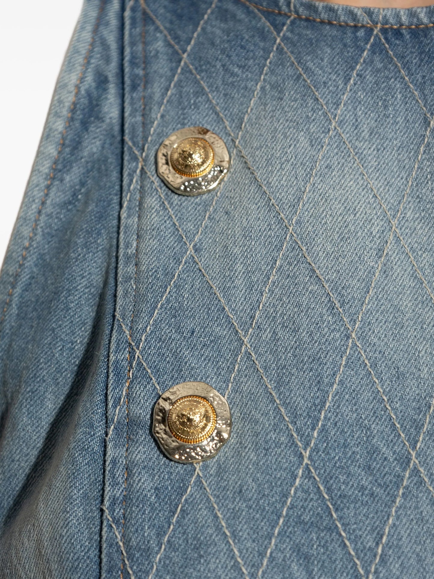 button-embellished denim dress