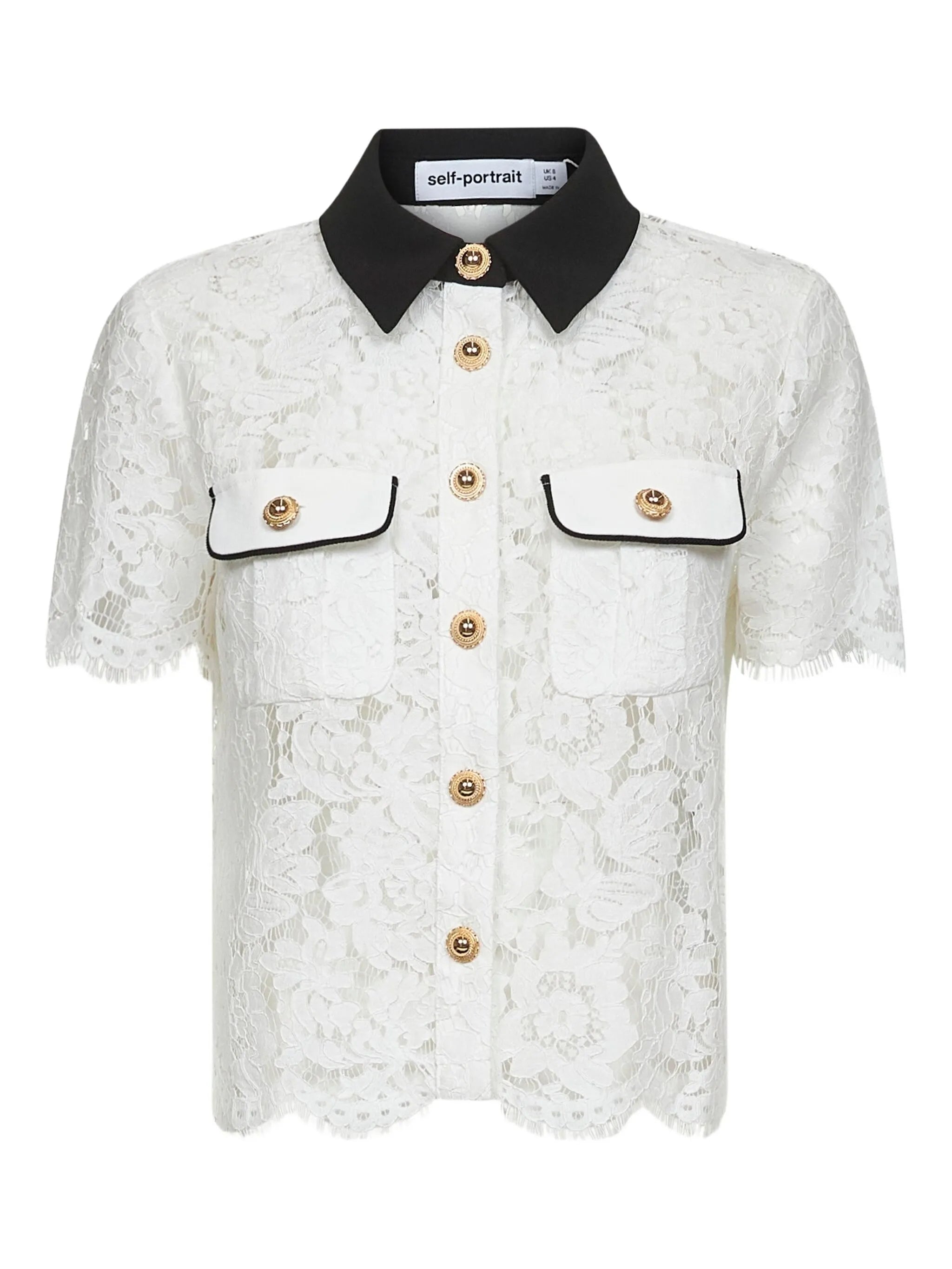 floral-lace short-sleeve shirt