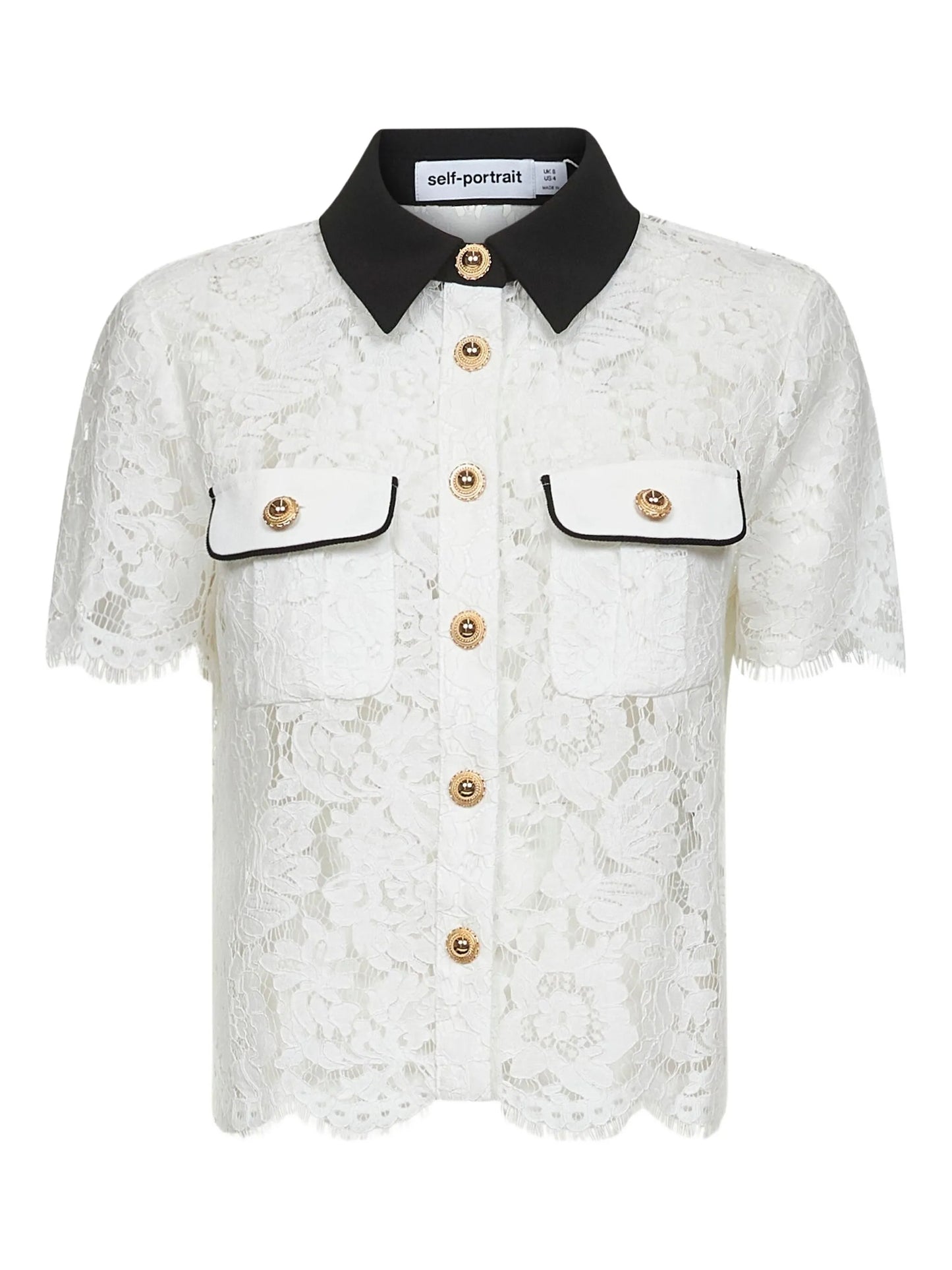 floral-lace short-sleeve shirt