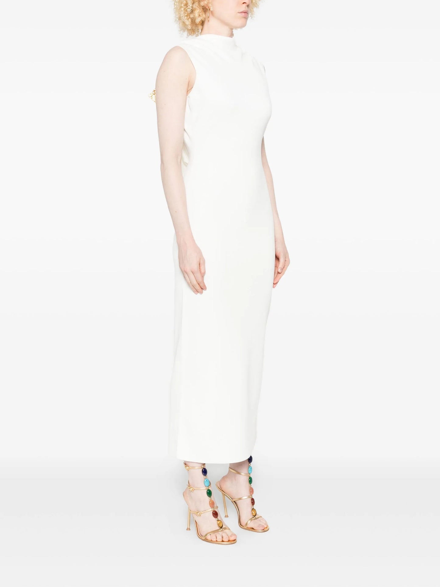 Deira sleeveless high-neck dress