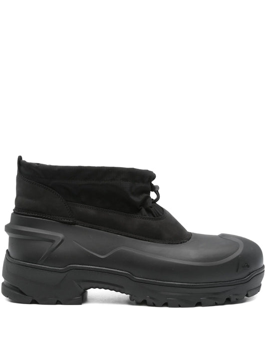 low rubber calf-suede boots