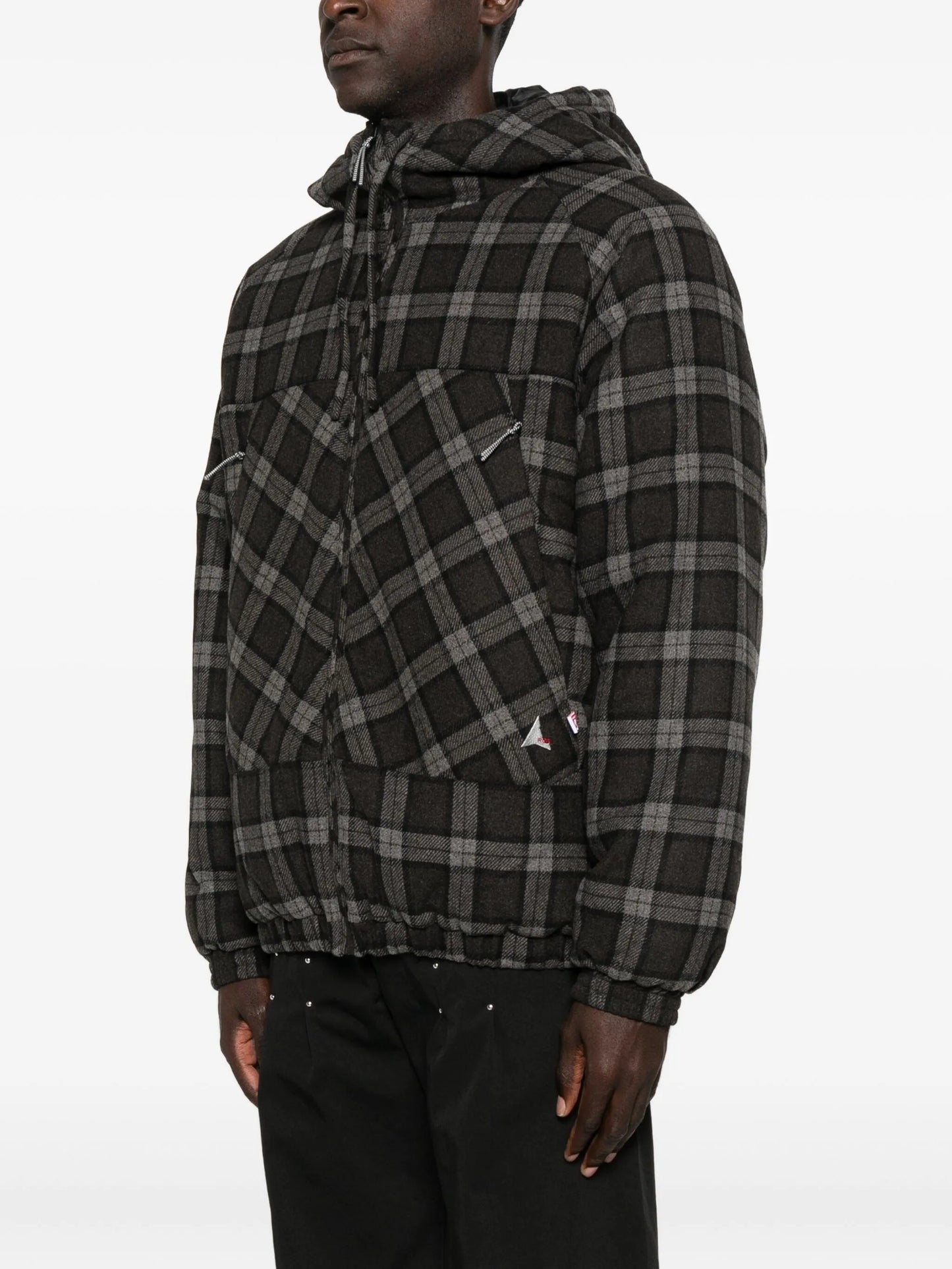 hooded checked jacket