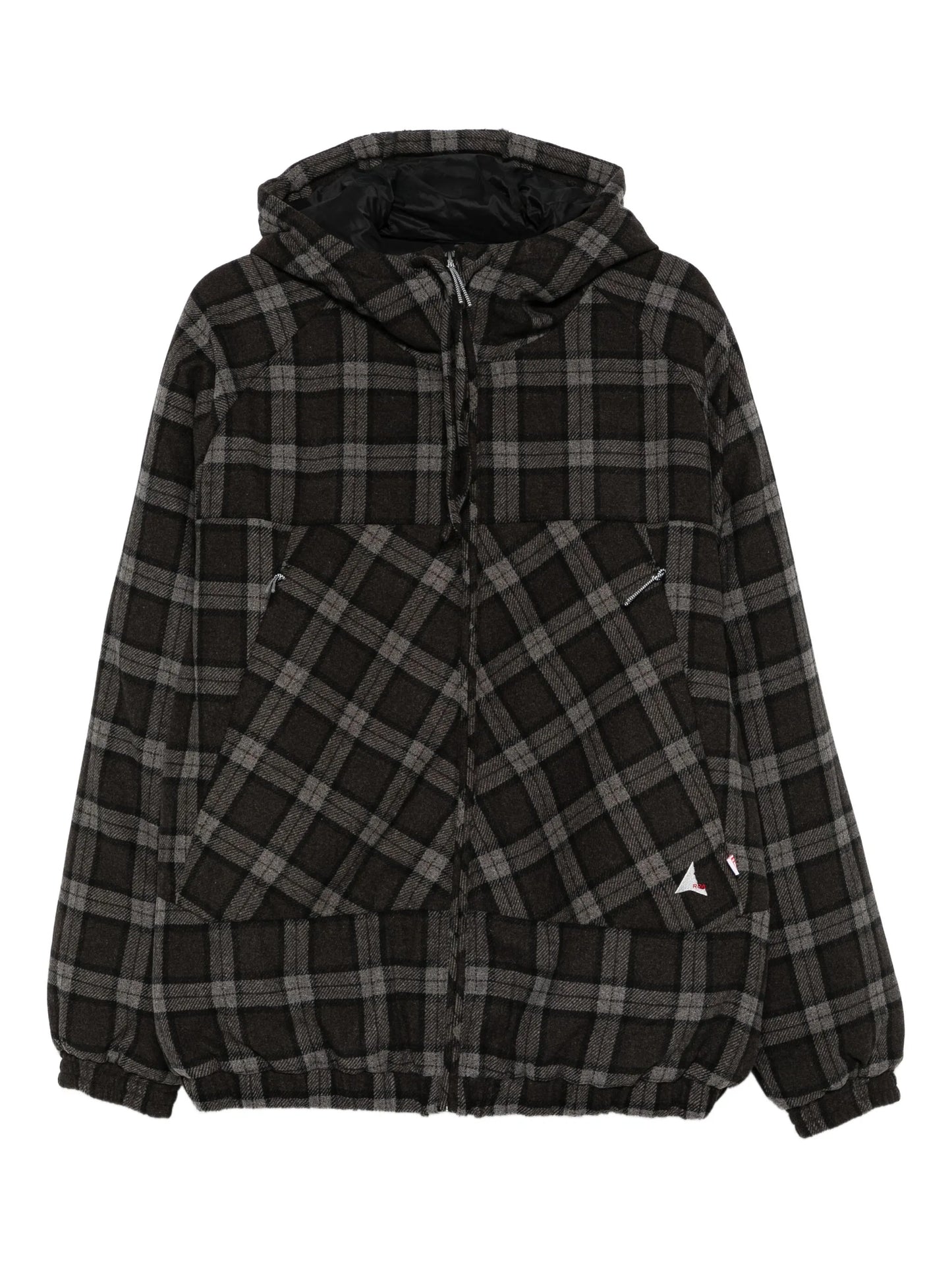 hooded checked jacket