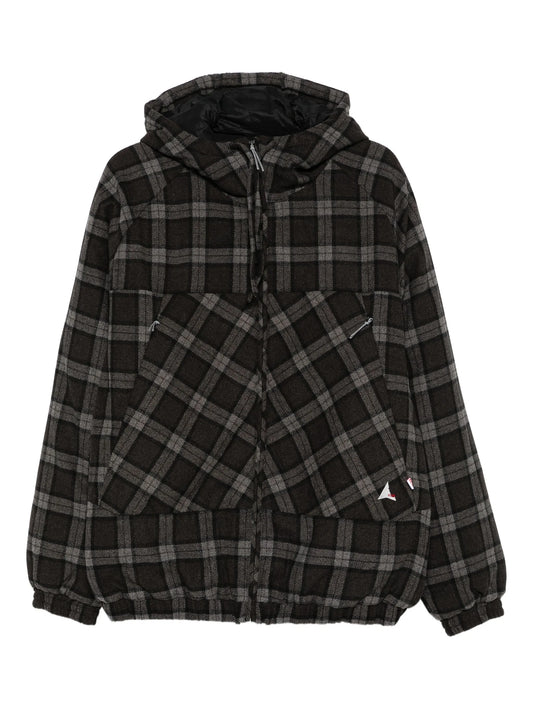 hooded checked jacket