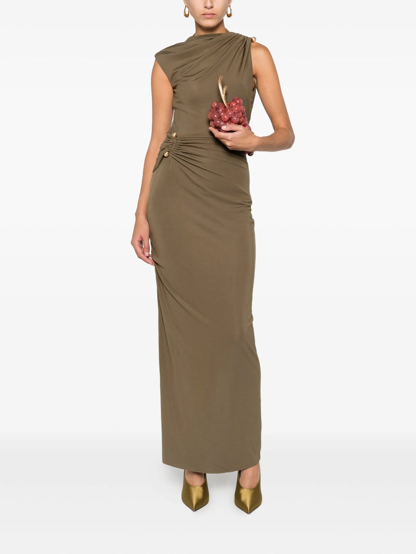 Izola draped button maxi dress