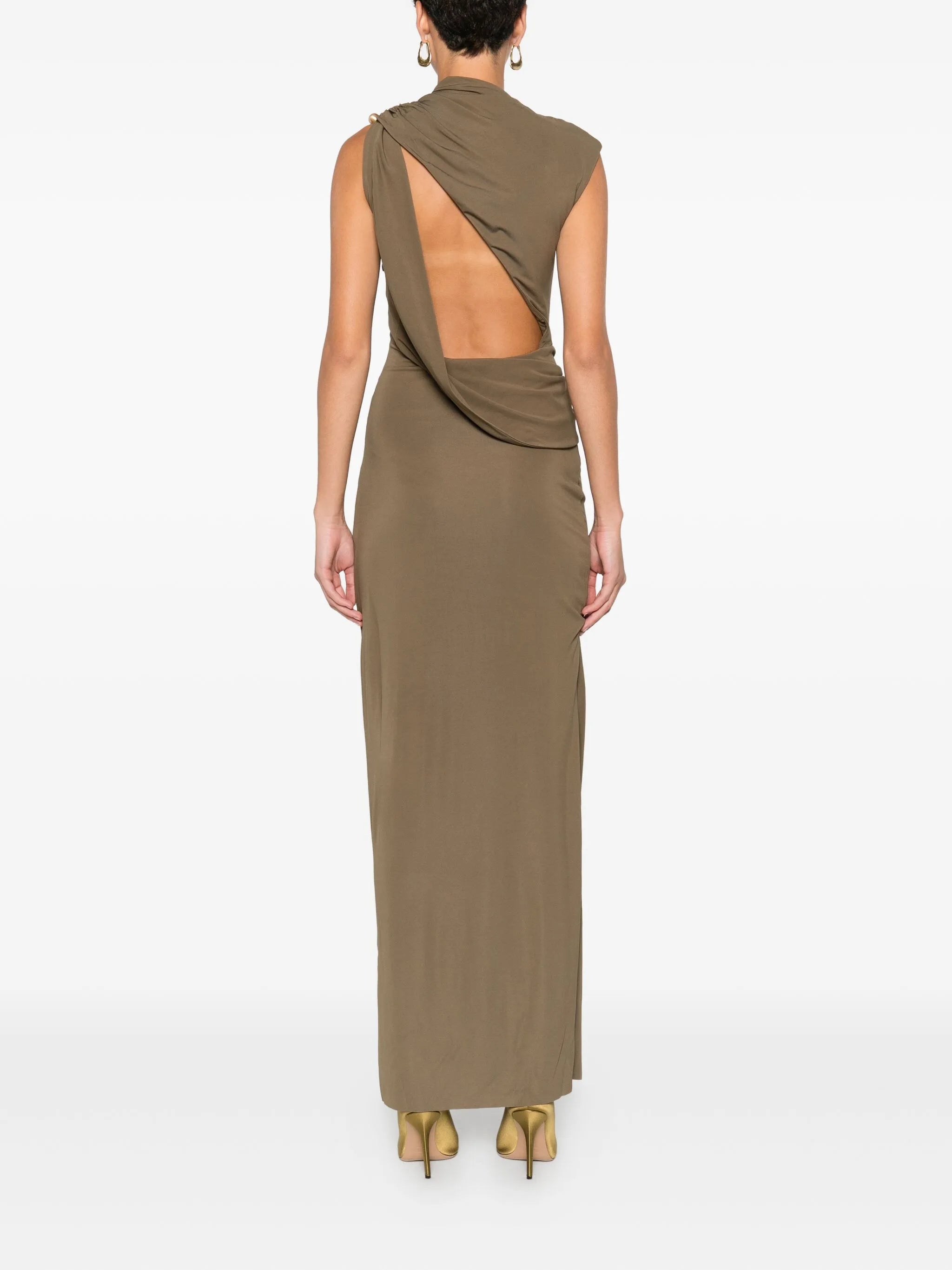 Izola draped button maxi dress
