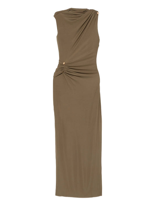 Izola draped button maxi dress