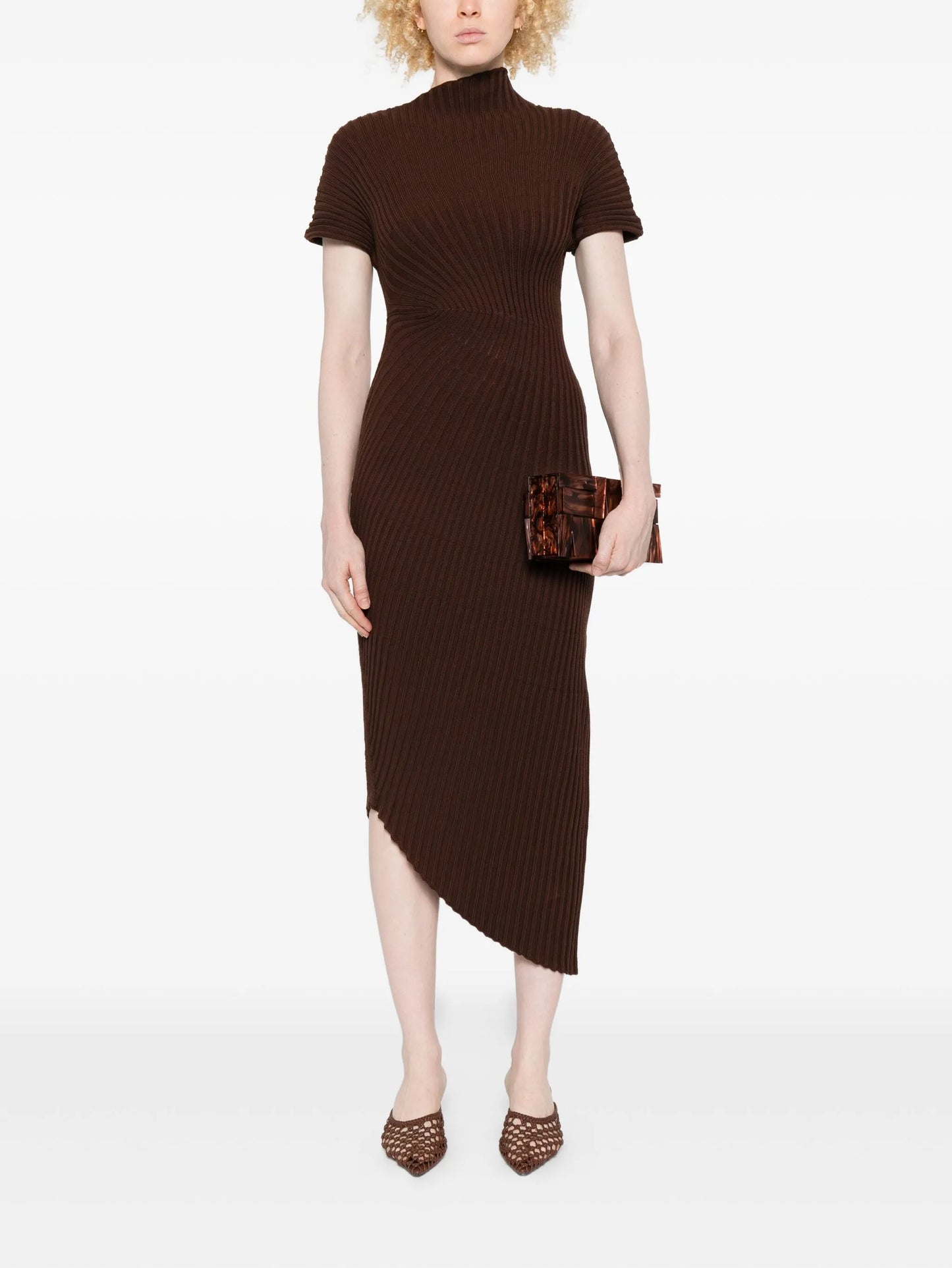 Chrysta ribbed asymmetric dress