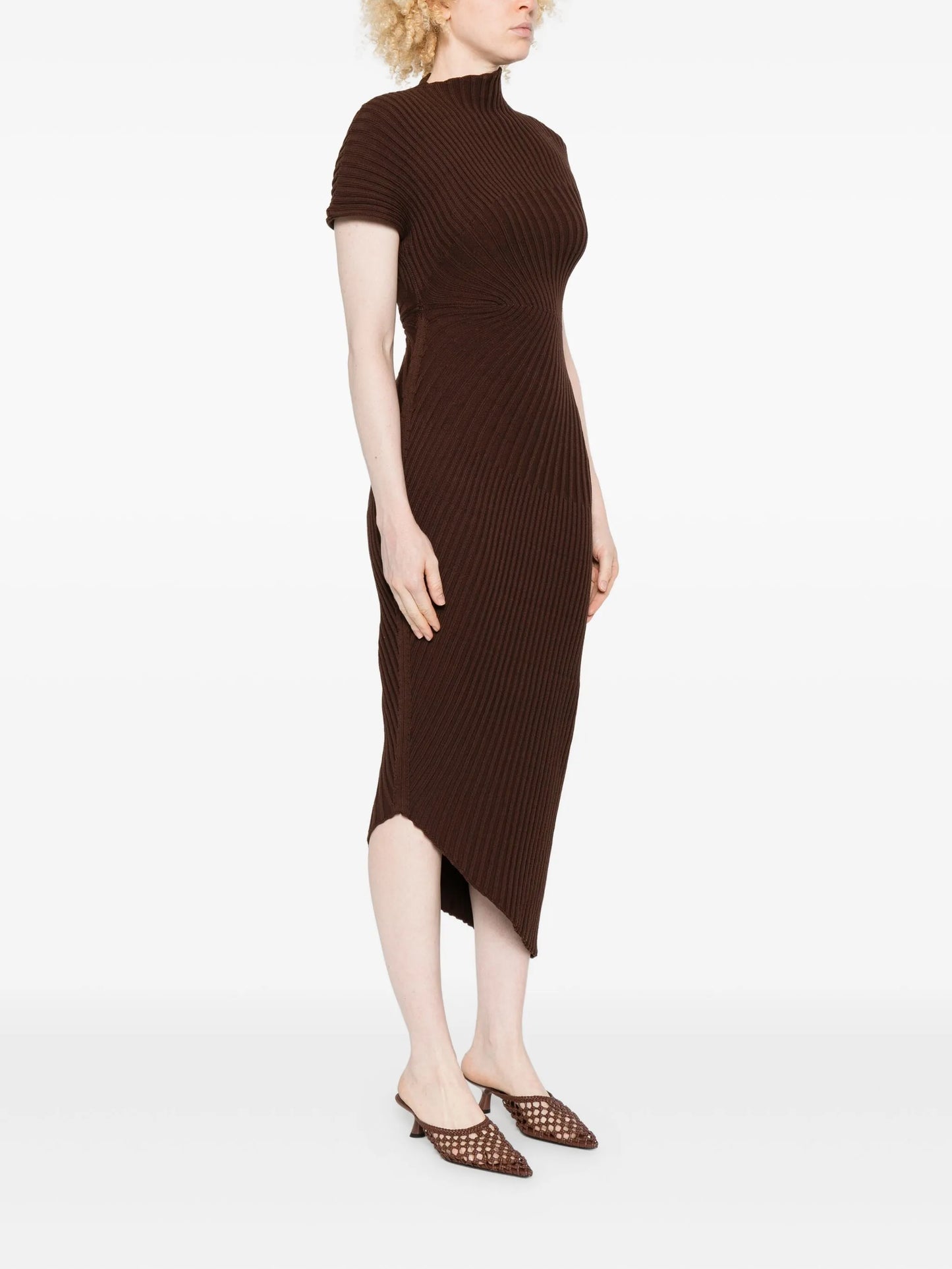 Chrysta ribbed asymmetric dress