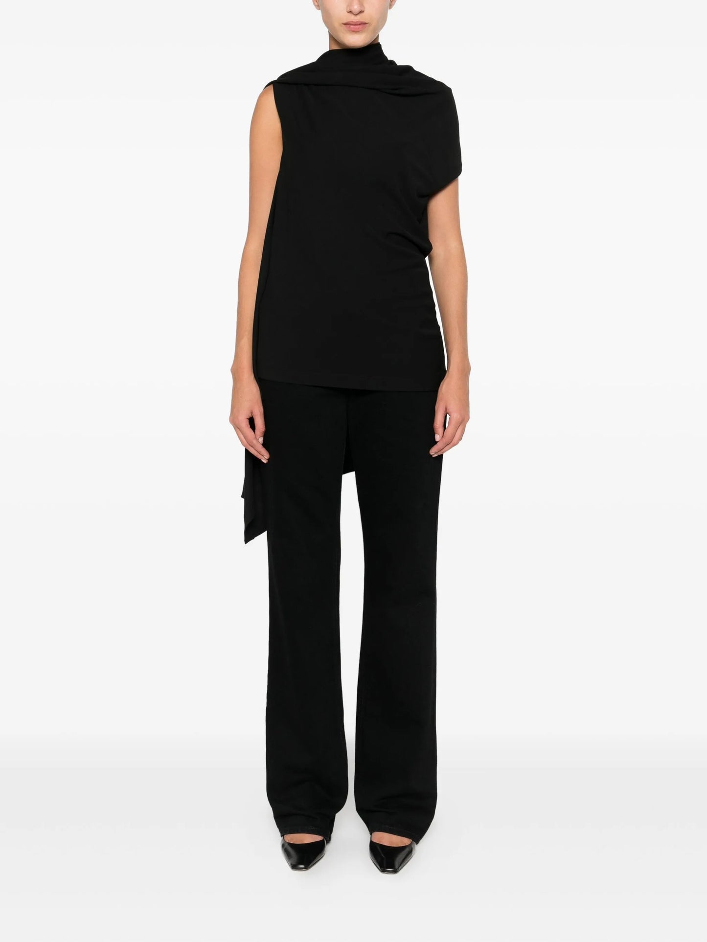 Isadra draped one-shoulder top