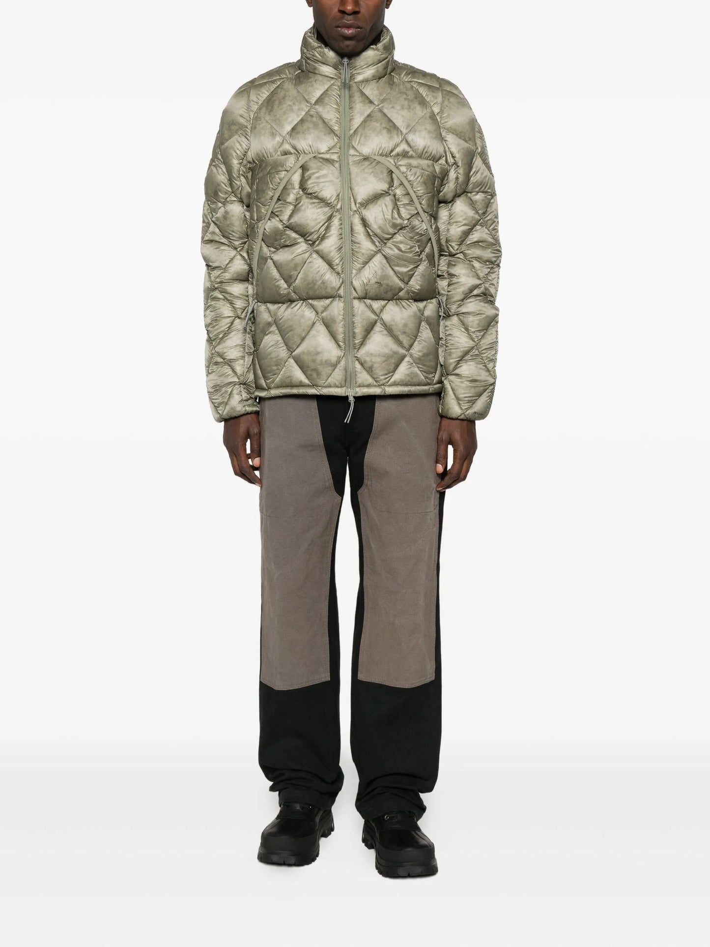 diamond-quilted hooded jacket