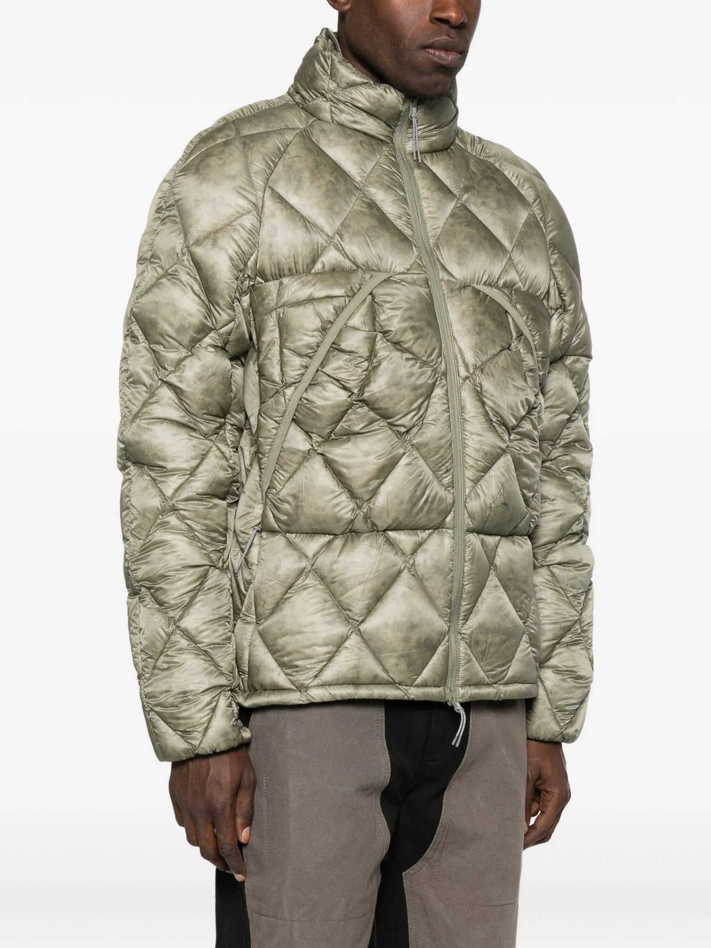 diamond-quilted hooded jacket