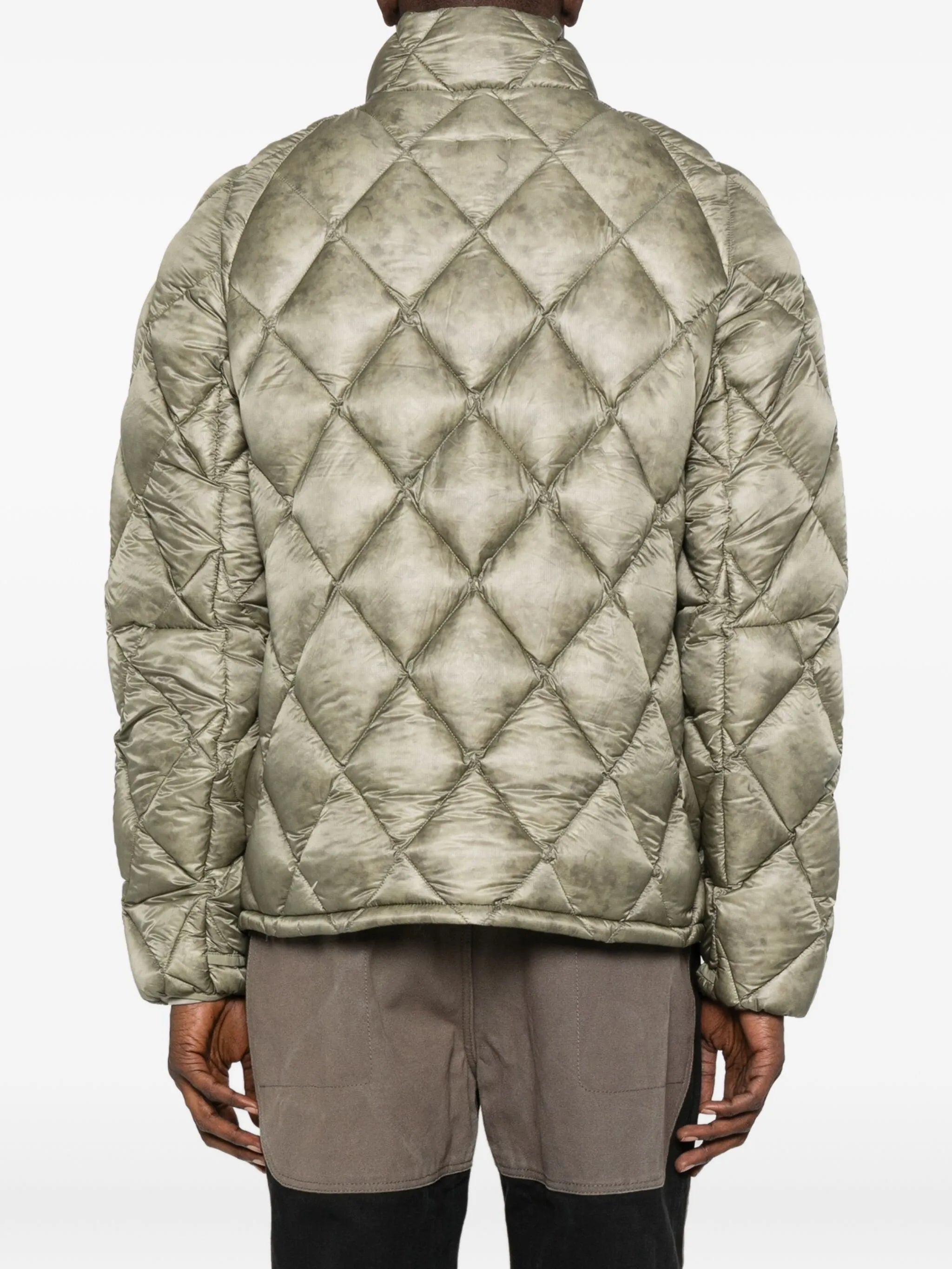 diamond-quilted hooded jacket