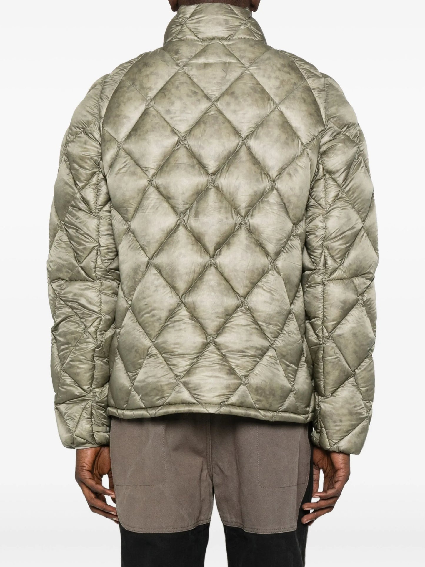 diamond-quilted hooded jacket