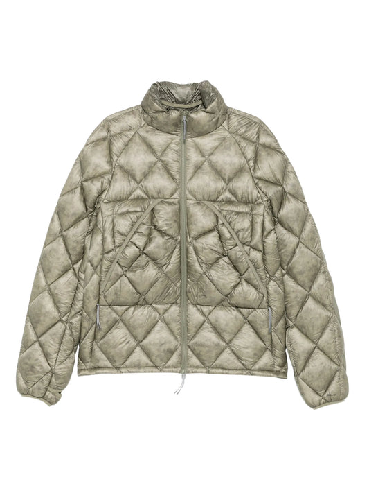 diamond-quilted hooded jacket
