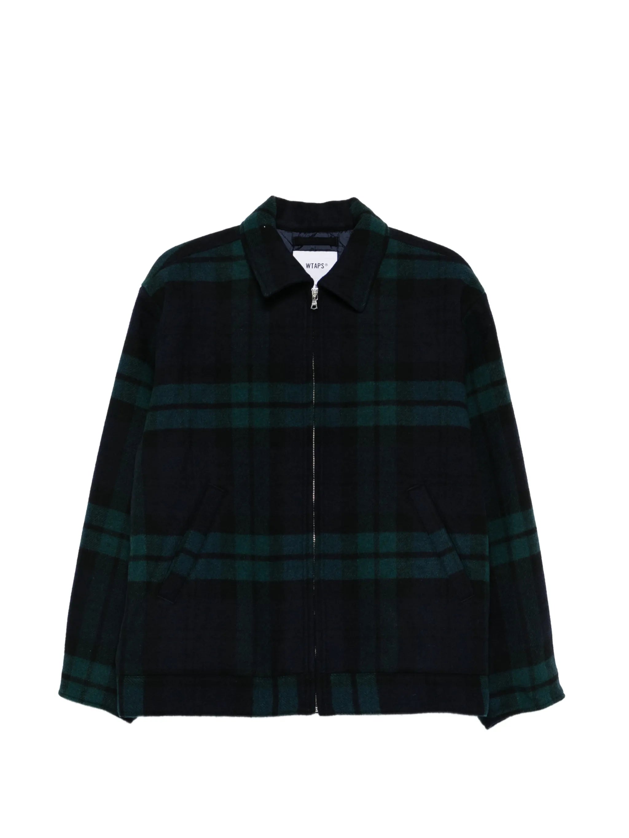 checked zip-up shirt jacket