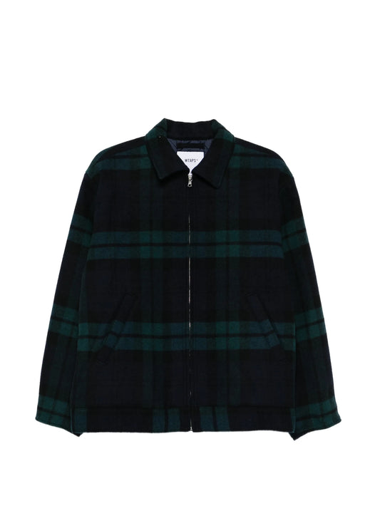 checked zip-up shirt jacket