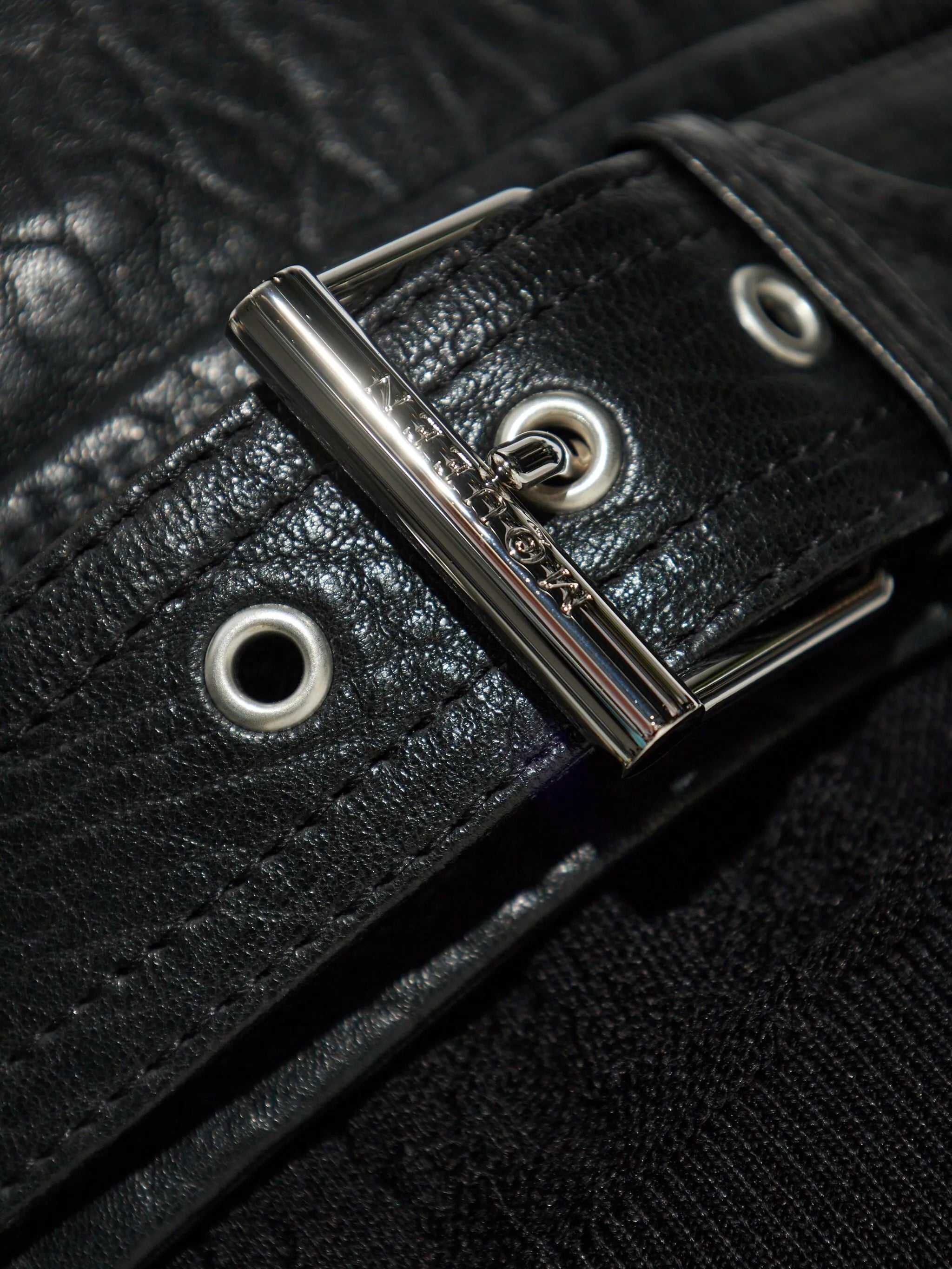 textured leather biker jacket