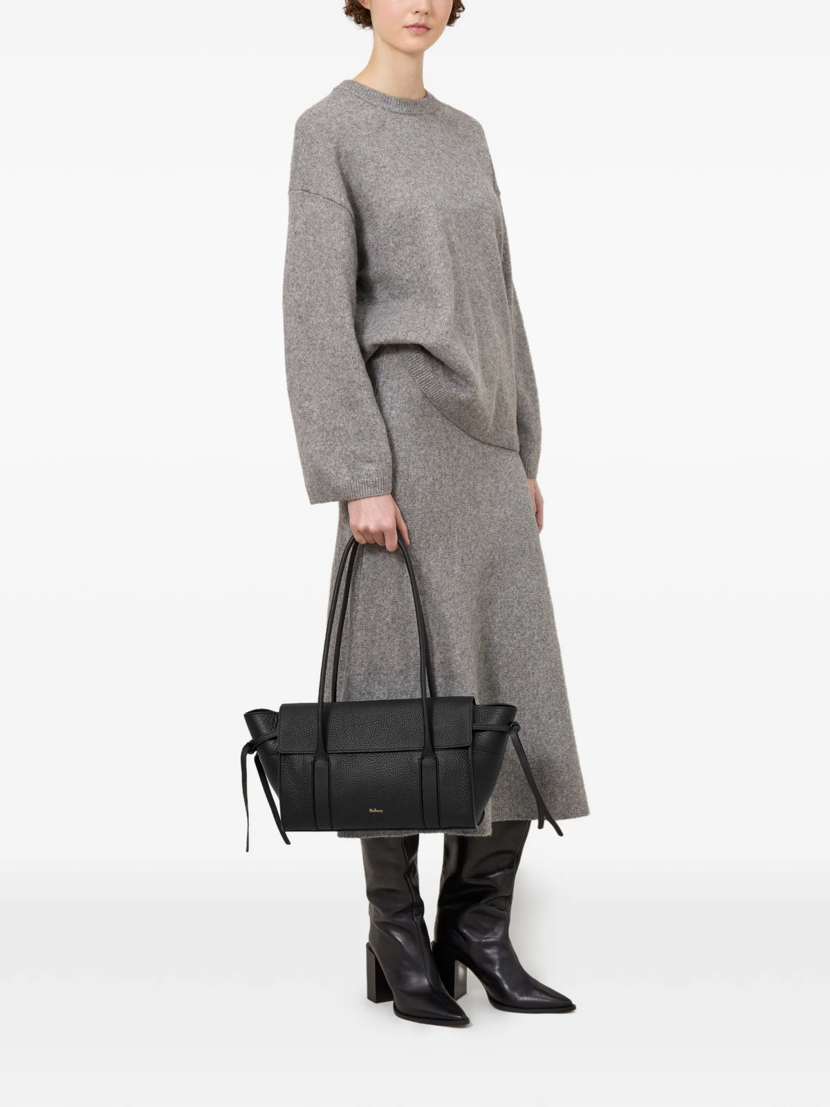 small soft Bayswater bag in black heavy grain