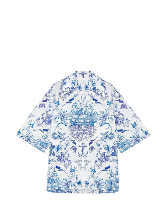 floral-print short-sleeve shirt