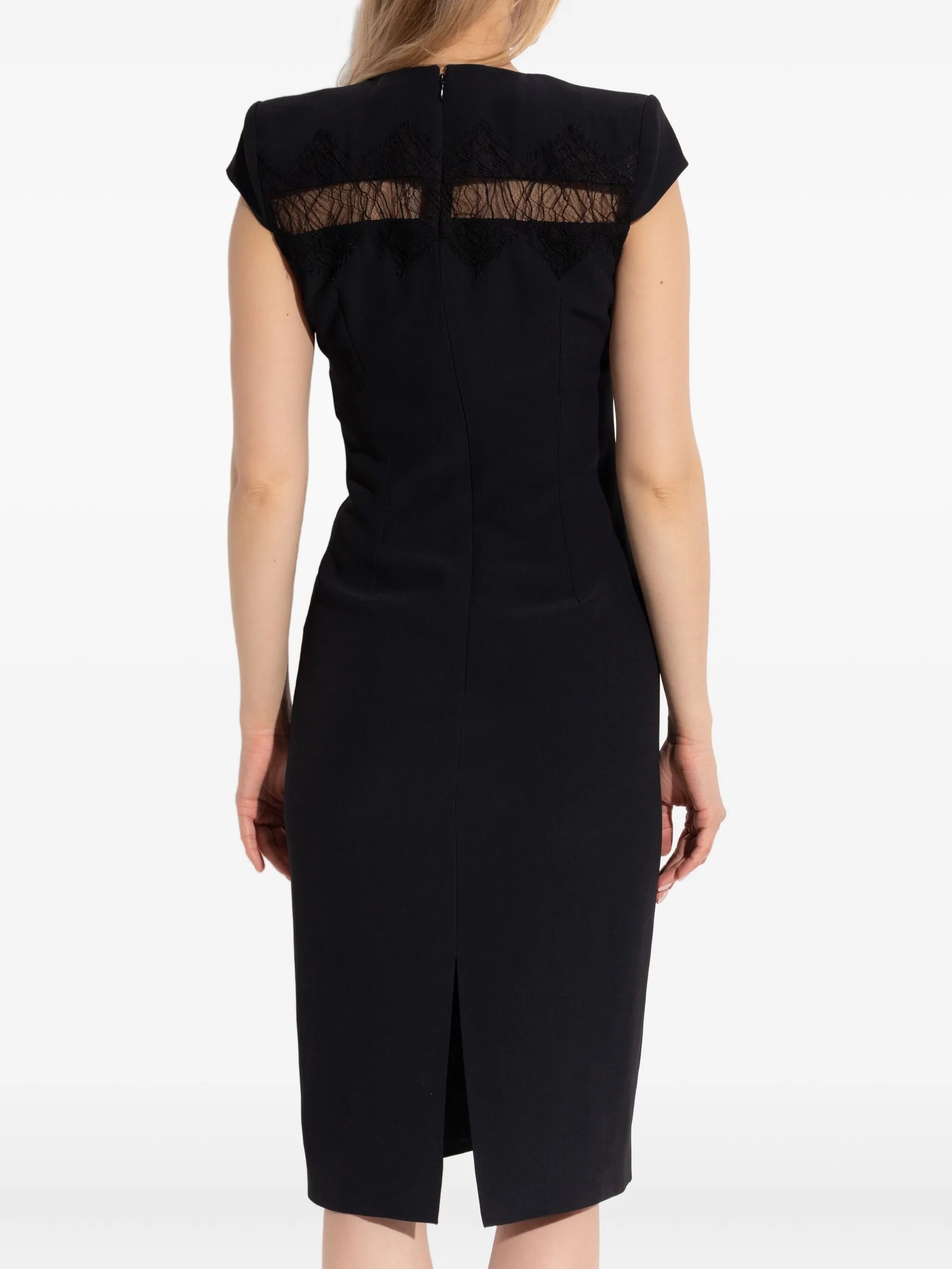 cap-sleeve lace-embroidered midi dress