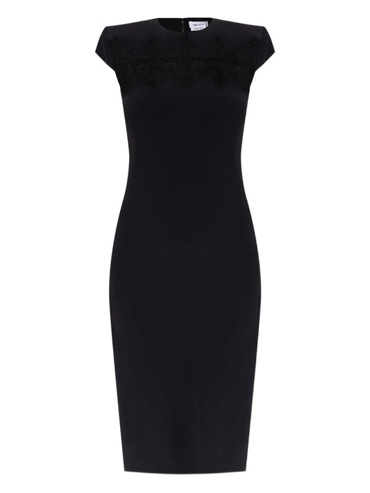 cap-sleeve lace-embroidered midi dress