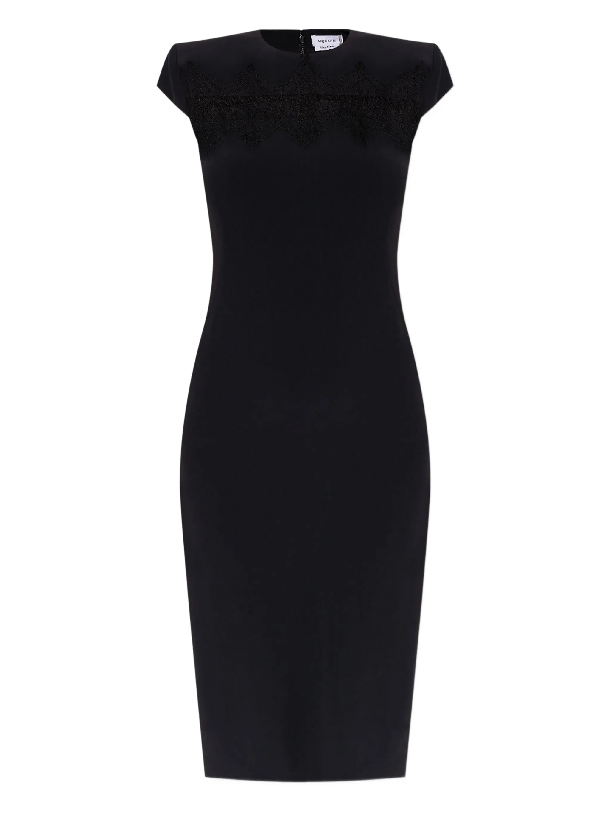 cap-sleeve lace-embroidered midi dress