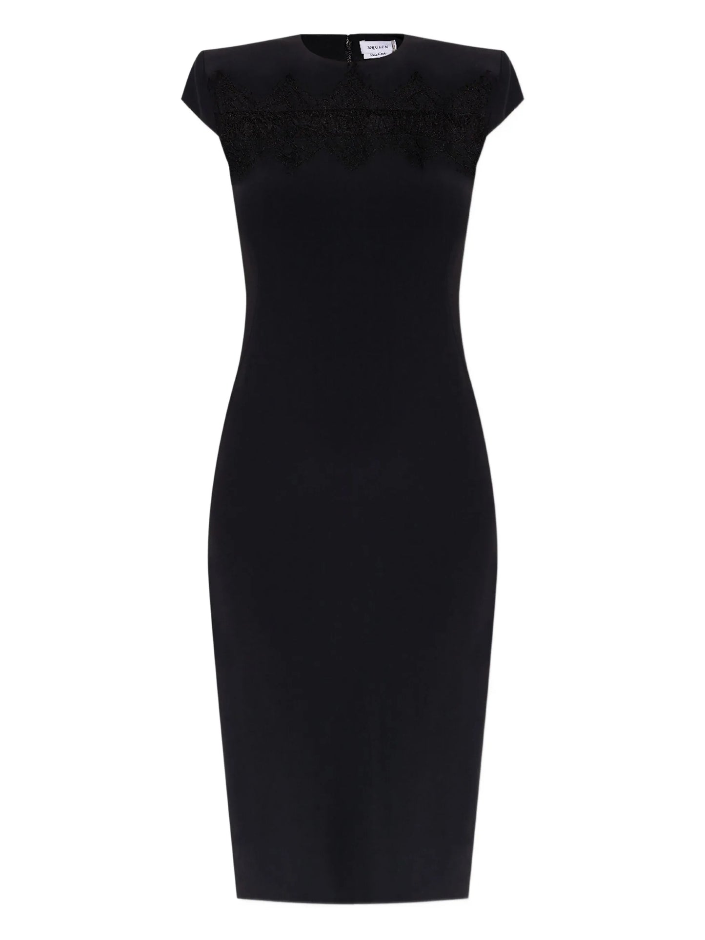 cap-sleeve lace-embroidered midi dress