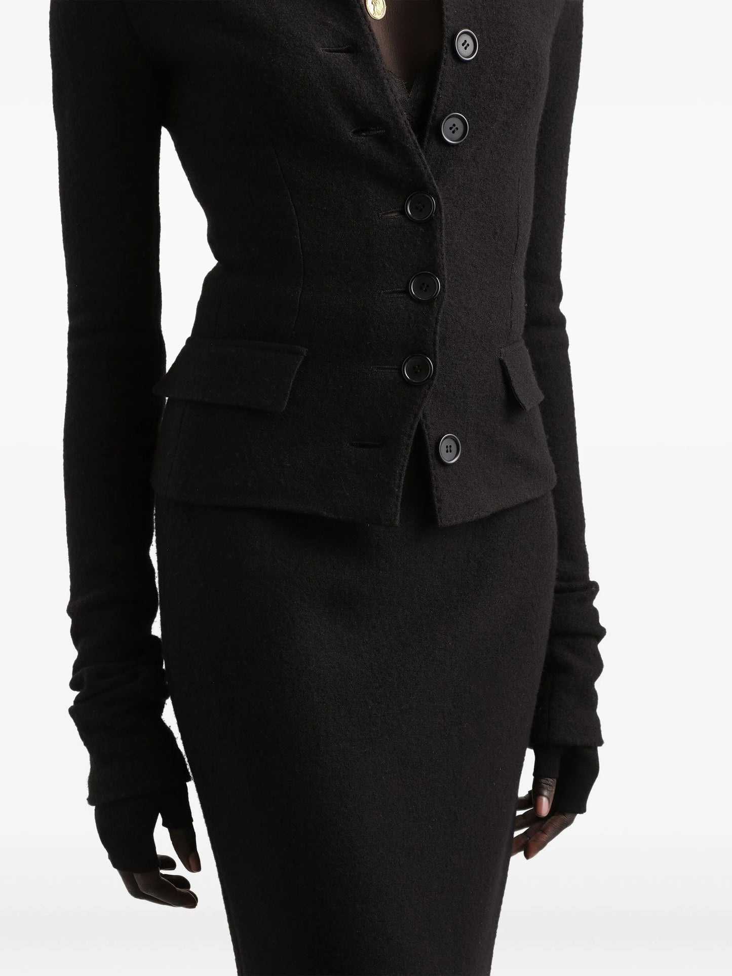 button-fastening virgin-wool jacket