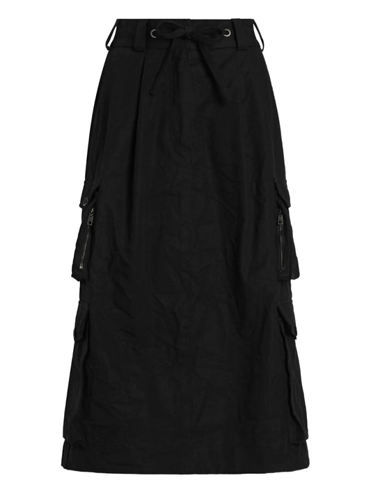 drawstring cargo midi skirt