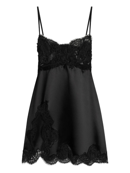 lace-trimmed slip mini dress